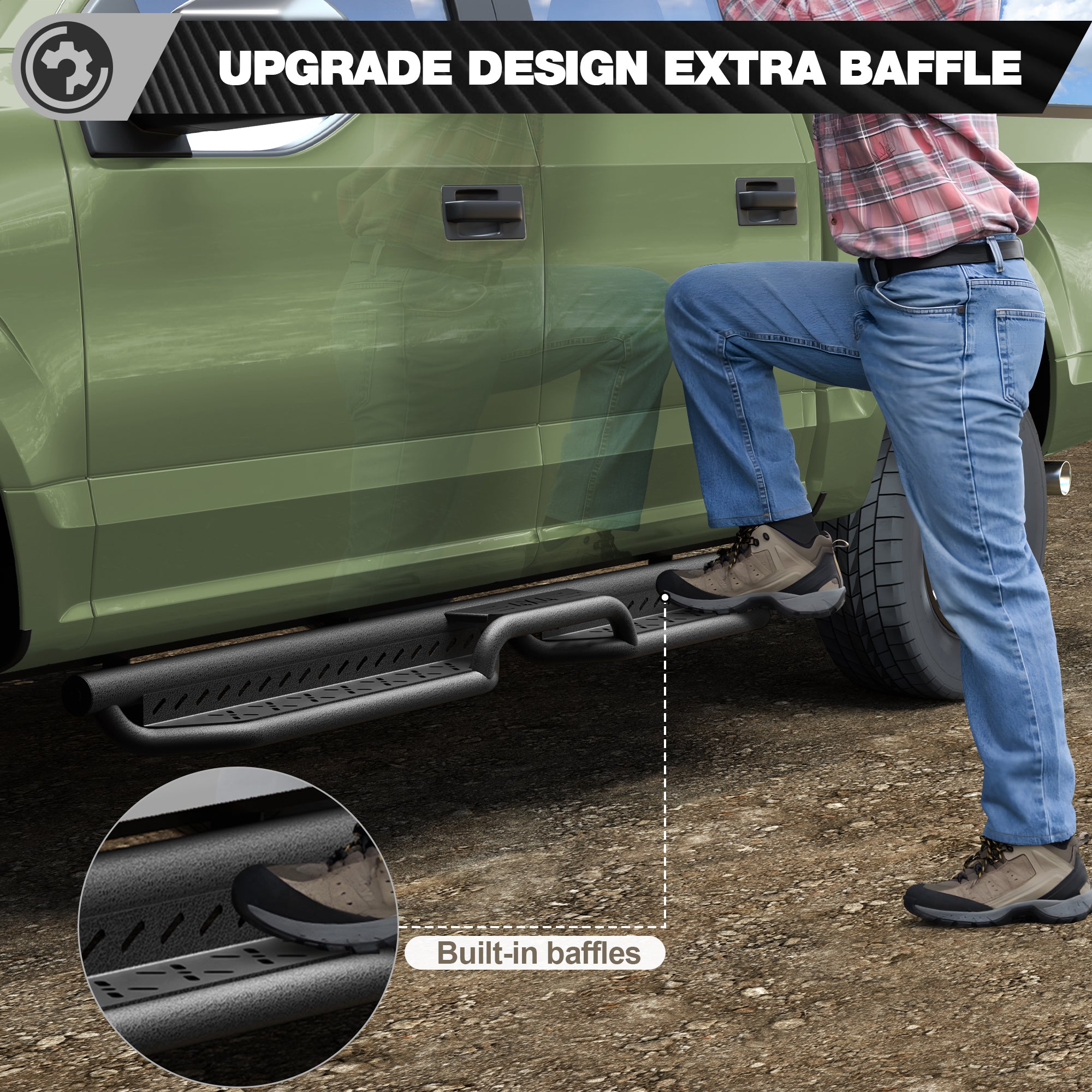 F250 Running Boards Side Steps Compatible with 2015-2025 Ford F150,2017-2025 F250/F350