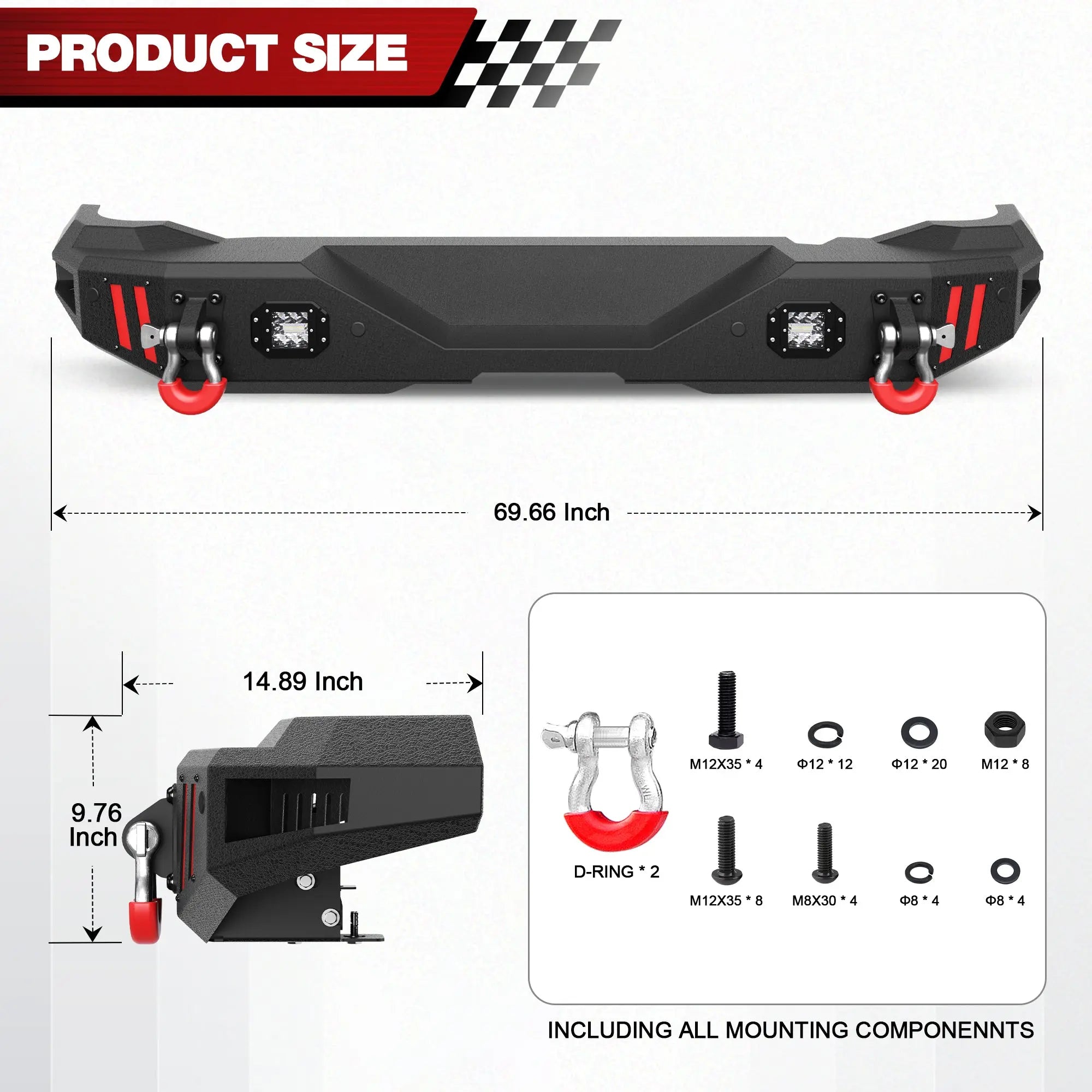 Longsun Bronco Rear Bumper Compatible with Ford Bronco 2021 2022 2023 2024 2025