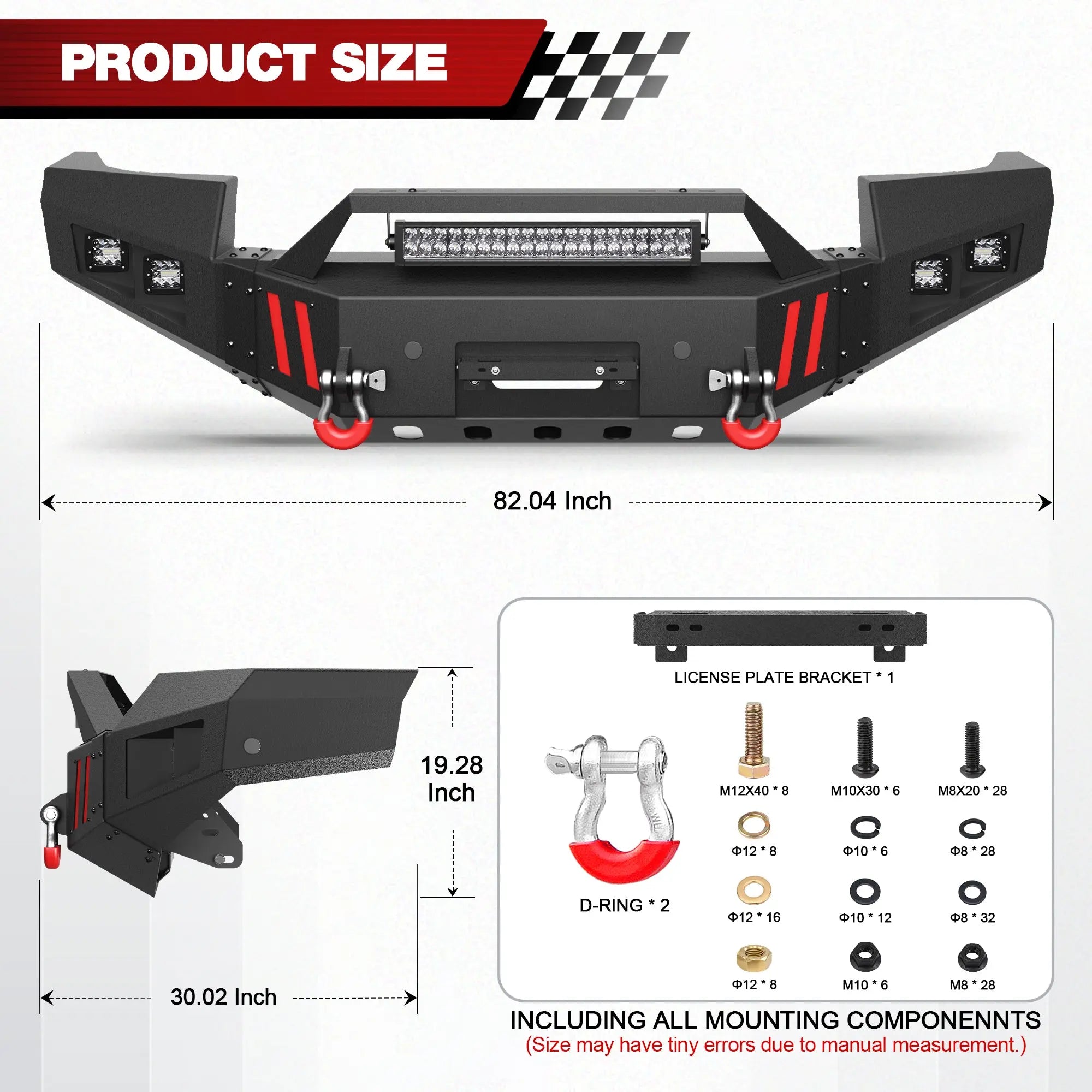 Longsun Sierra 2500 Front Bumper for GMC Sierra 2500/3500 HD 2011 2012 2013 2014 with Winch Plate