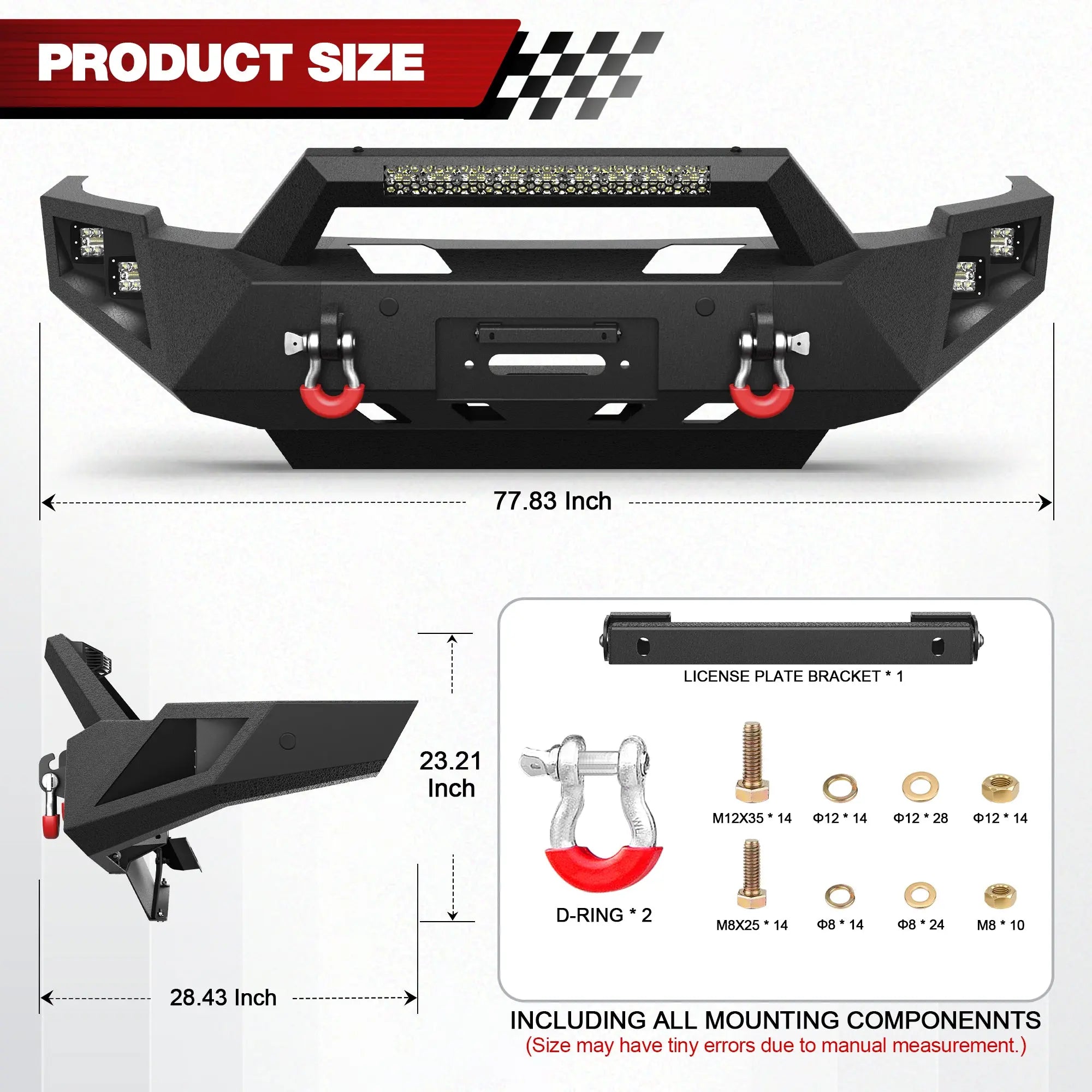 Longsun Ram 2500 Front Bumper Full Width for 2010-2018 Dodge Ram 2500/3500 Pickup