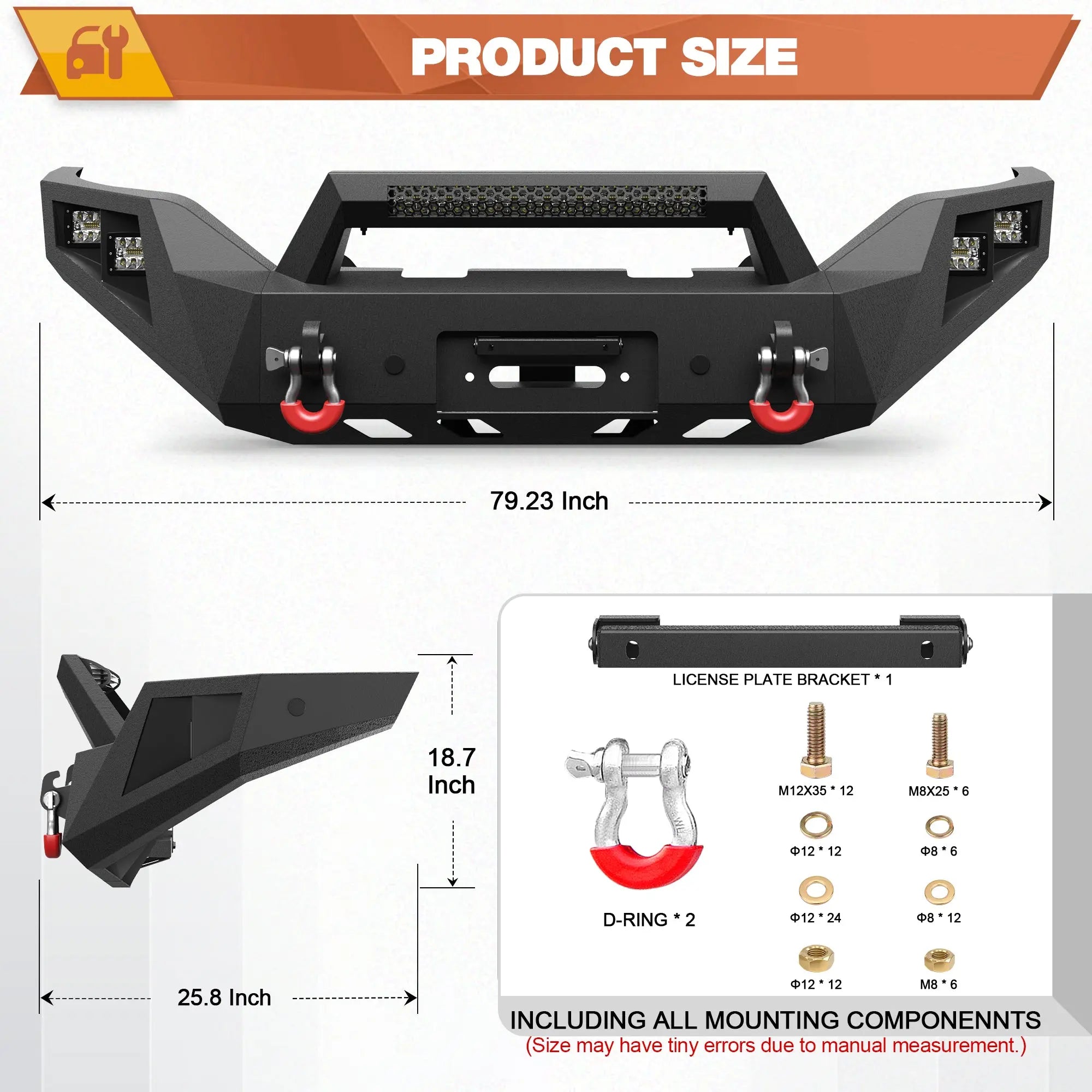 Longsun Sierra 1500 Front Bumper for 2016-2017-2018 GMC Sierra 1500