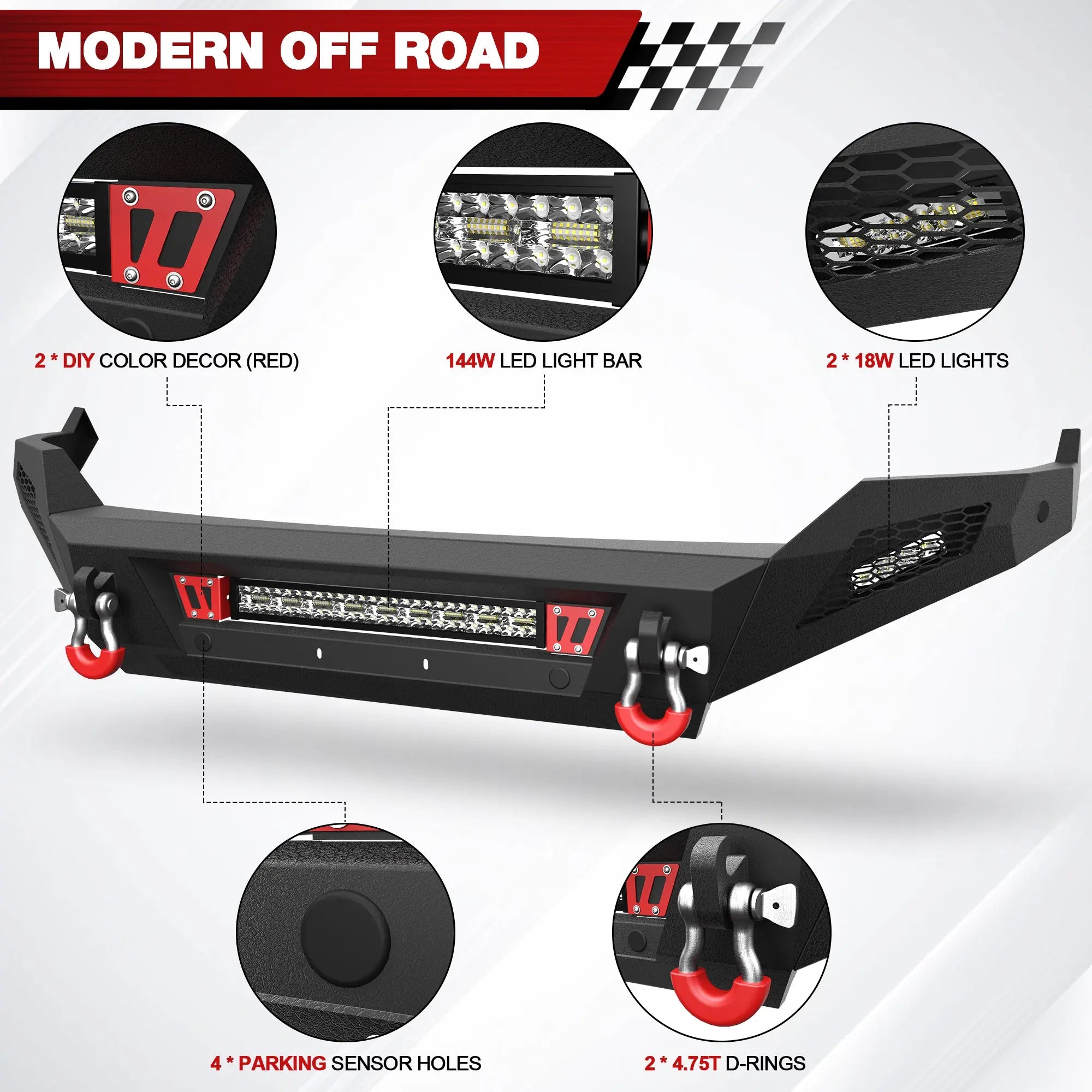 Ram 1500 Front Bumper and Rear Bumper Set for 2013–2018 Ram 1500 & 2019–2024 Ram 1500 Classic