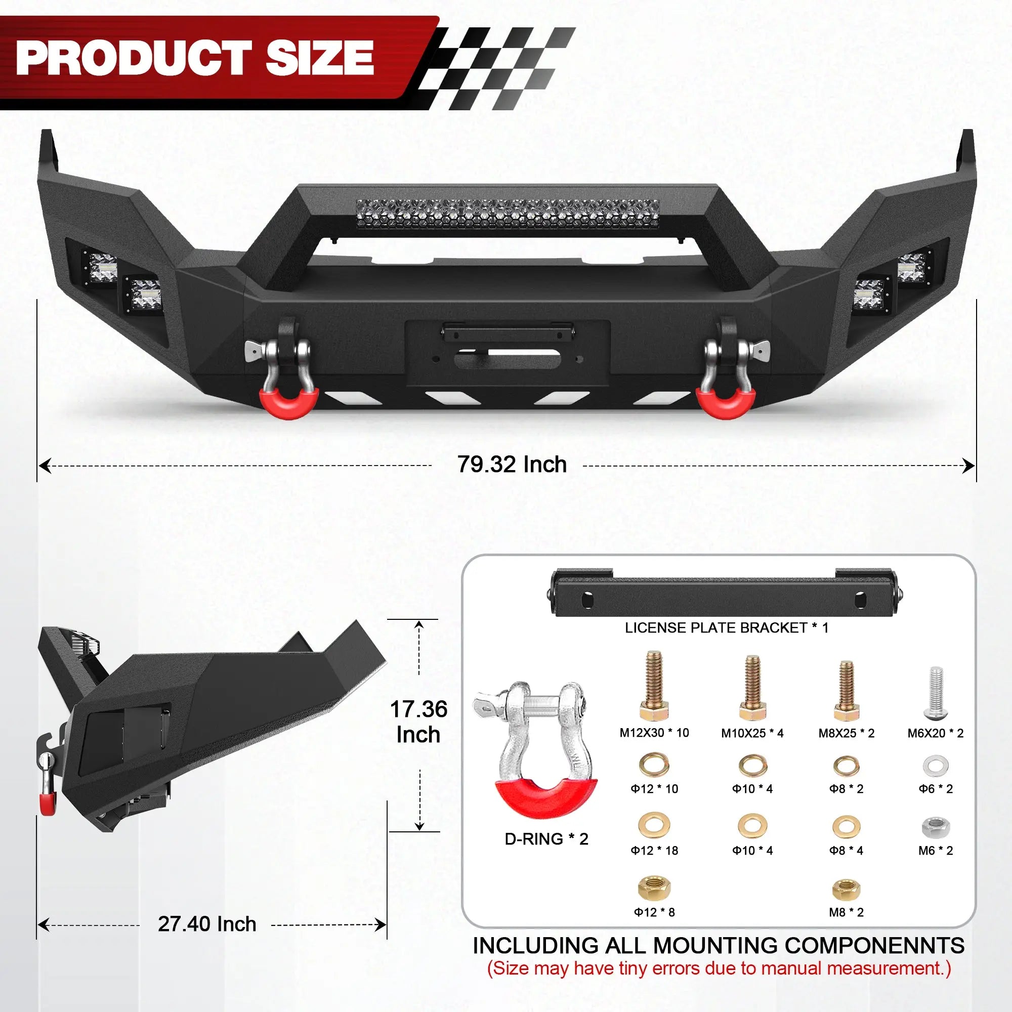 Longsun Heavy Duty Front Bumper for Ram 1500 2013-18 & 2019-24 Classic Pickup