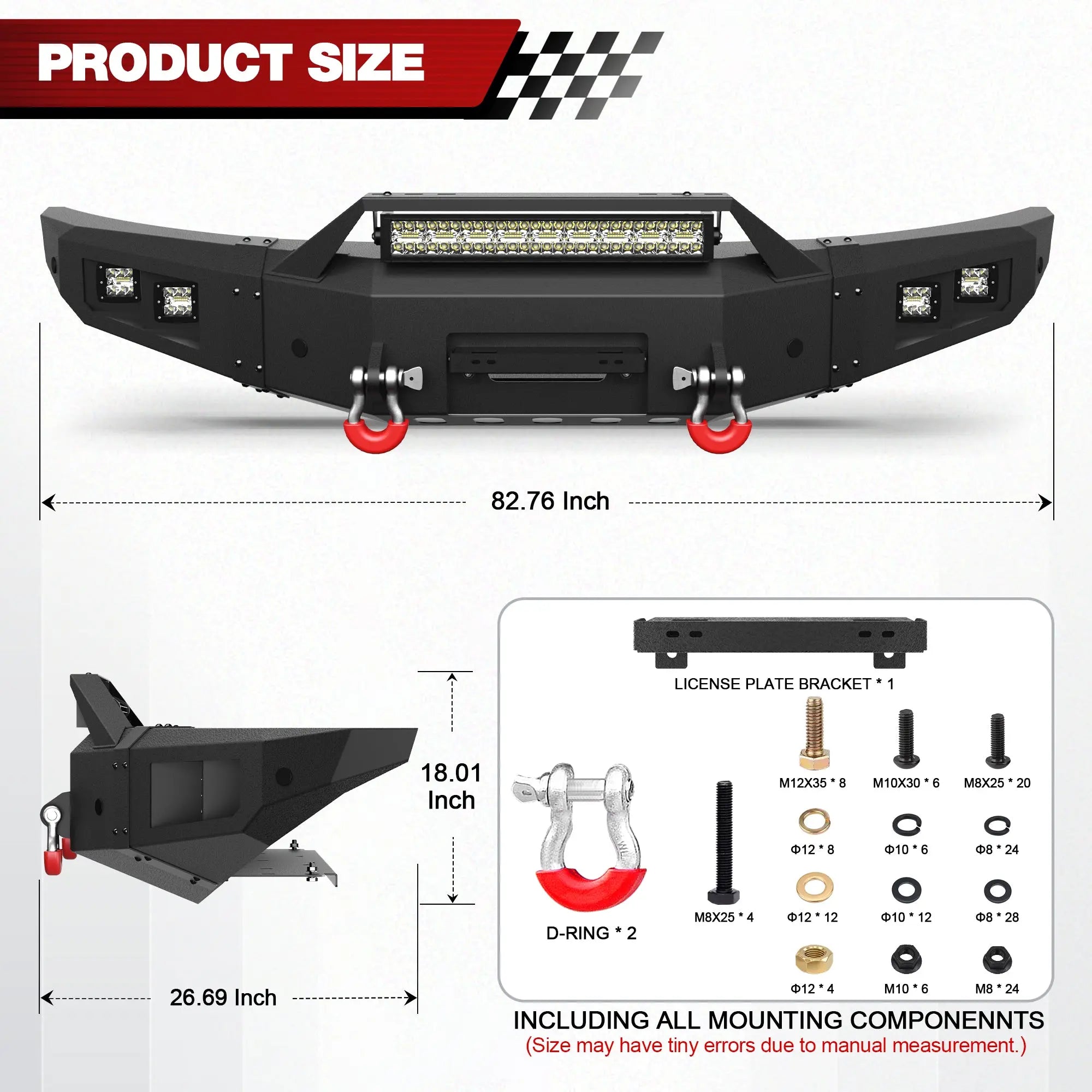 Longsun F150 Front Bumper w/Winch Plate for 2010 2011 2012 2013 2014 Ford F150 SVT Raptor