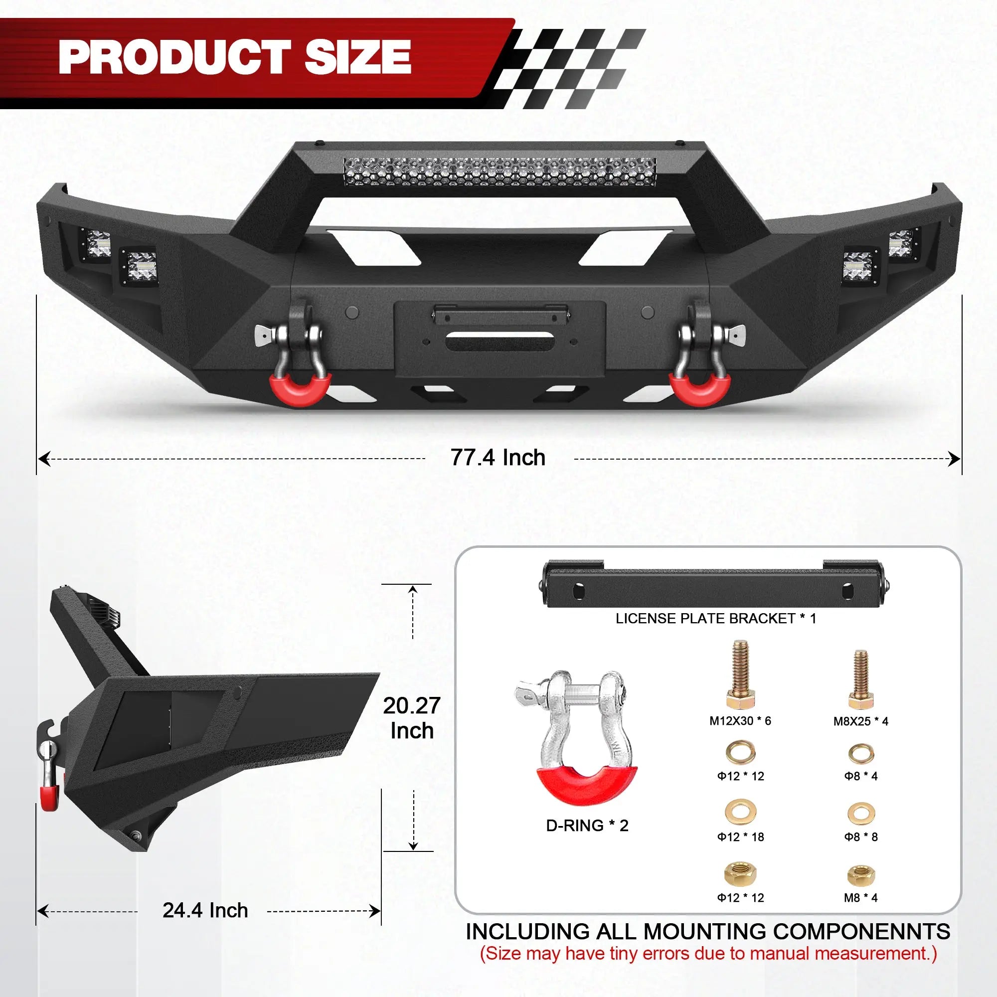 Longsun Front Bumper Offroad Bumper for 2015 2016 2017 Ford F150 Pickup Truck (Excluding Raptor & Ecoboost)