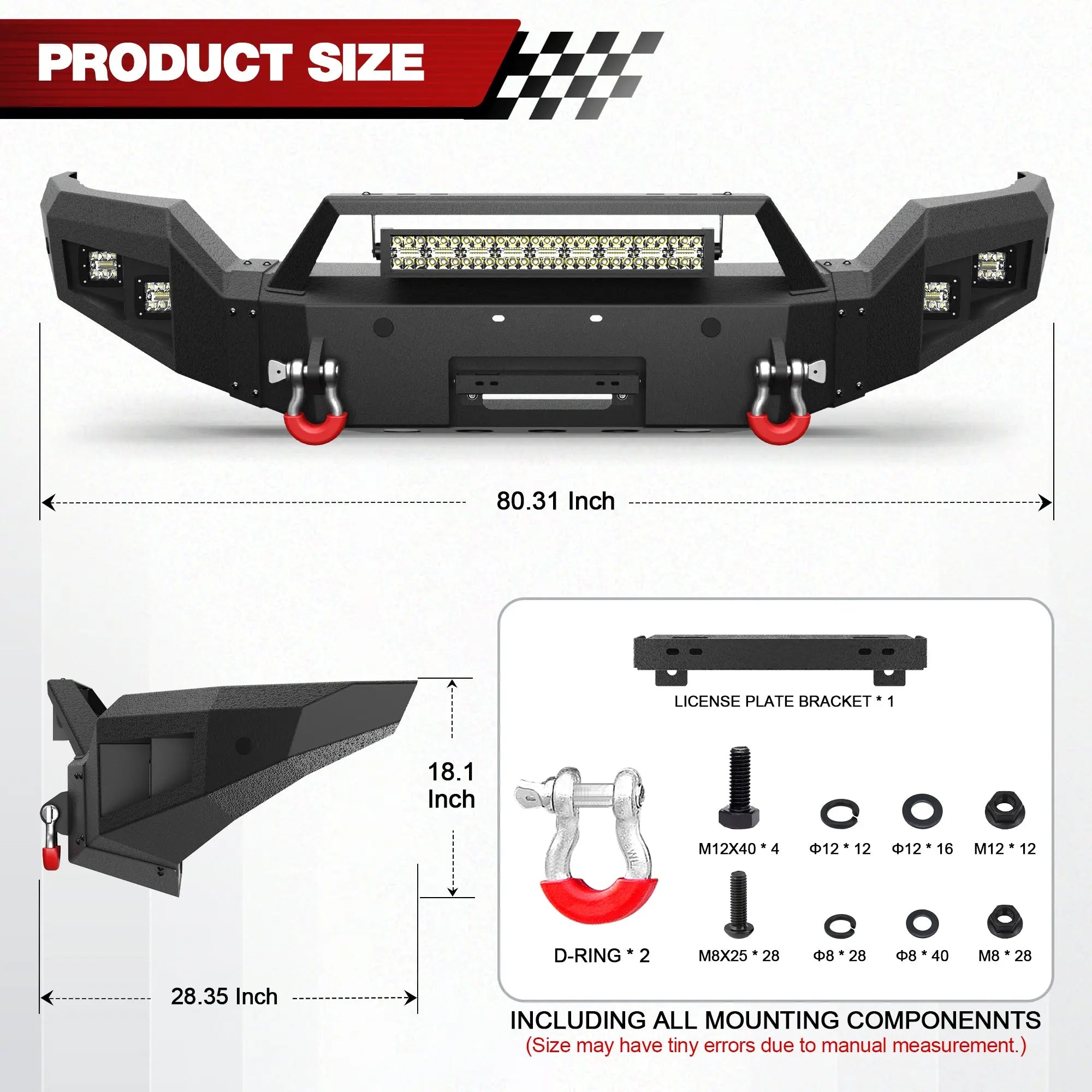 Longsun 2016 2017 2018 Silverado 1500 Front Bumper for Chevrolet Silverado 1500 w/Winch Plate
