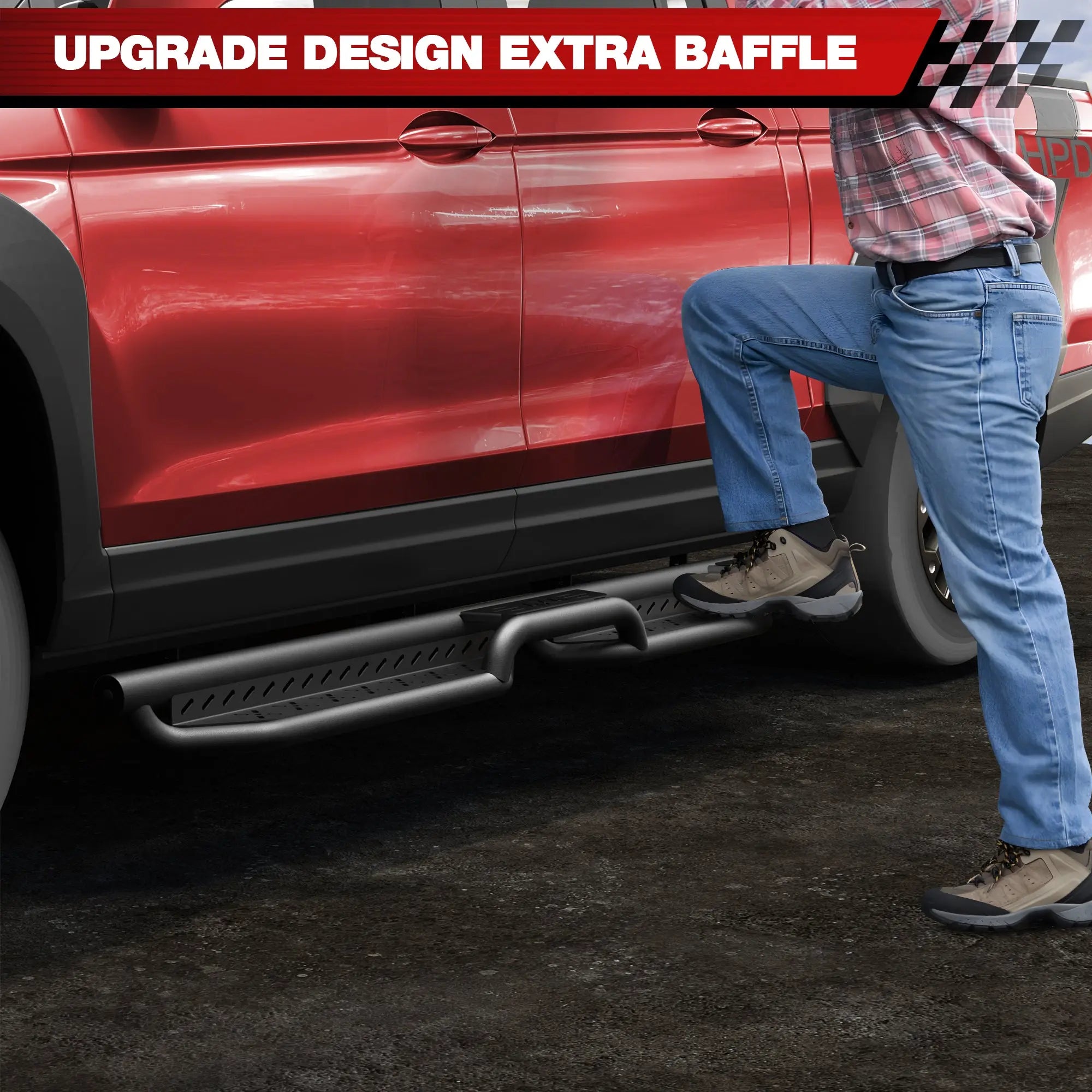 Running Boards for 2017–2025 Honda Ridgeline, Dual Raised Step Side Steps, 550 LB Carbon Steel Nerf Bars