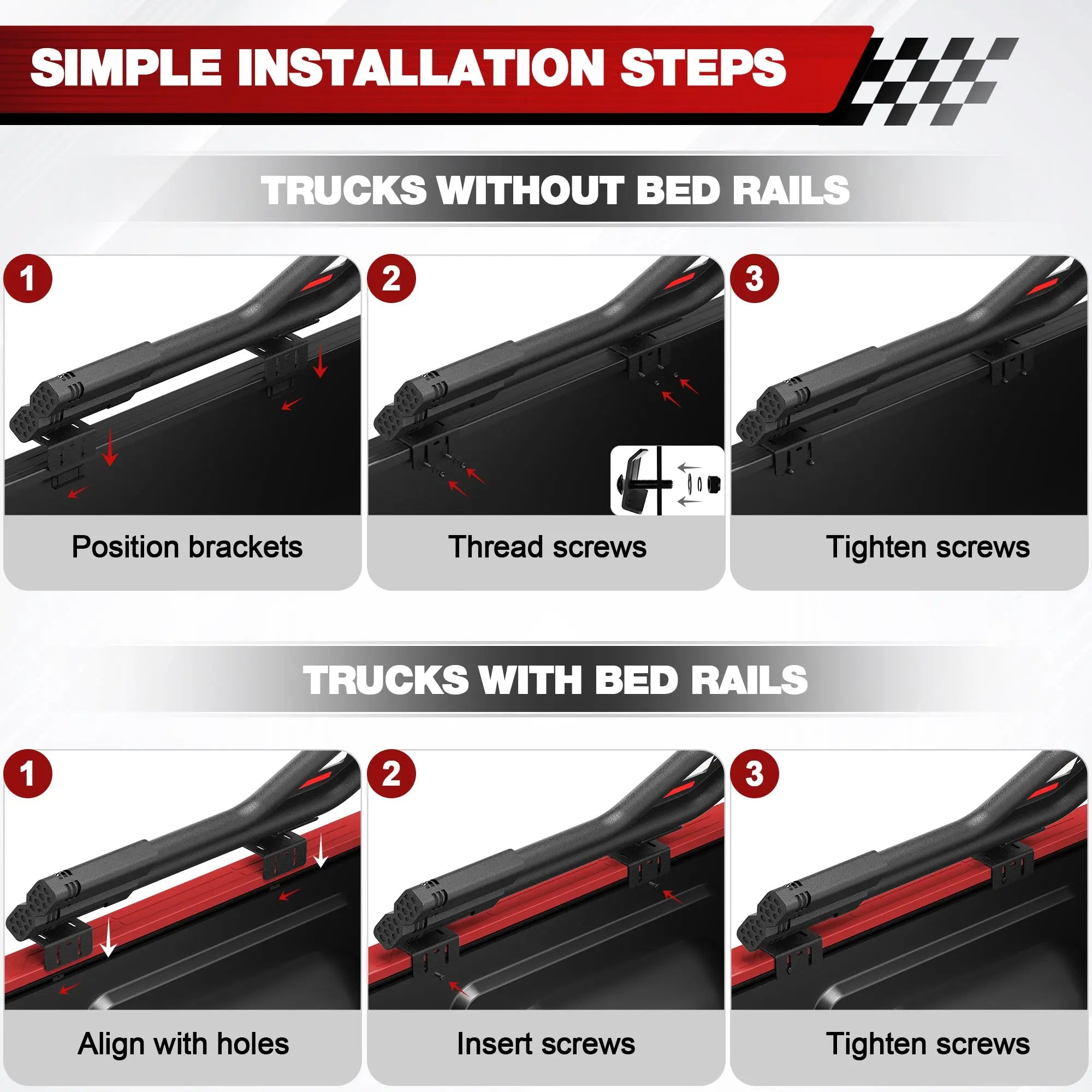 Truck Roll Bar for Mid-Size Trucks, Adjustable Sport Bar & Chase Rack Compatible with Toyota Tacoma, Jeep Gladiator JT, Chevy Colorado, GMC Canyon, Ford Ranger, Nissan Frontier & Honda Ridgeline