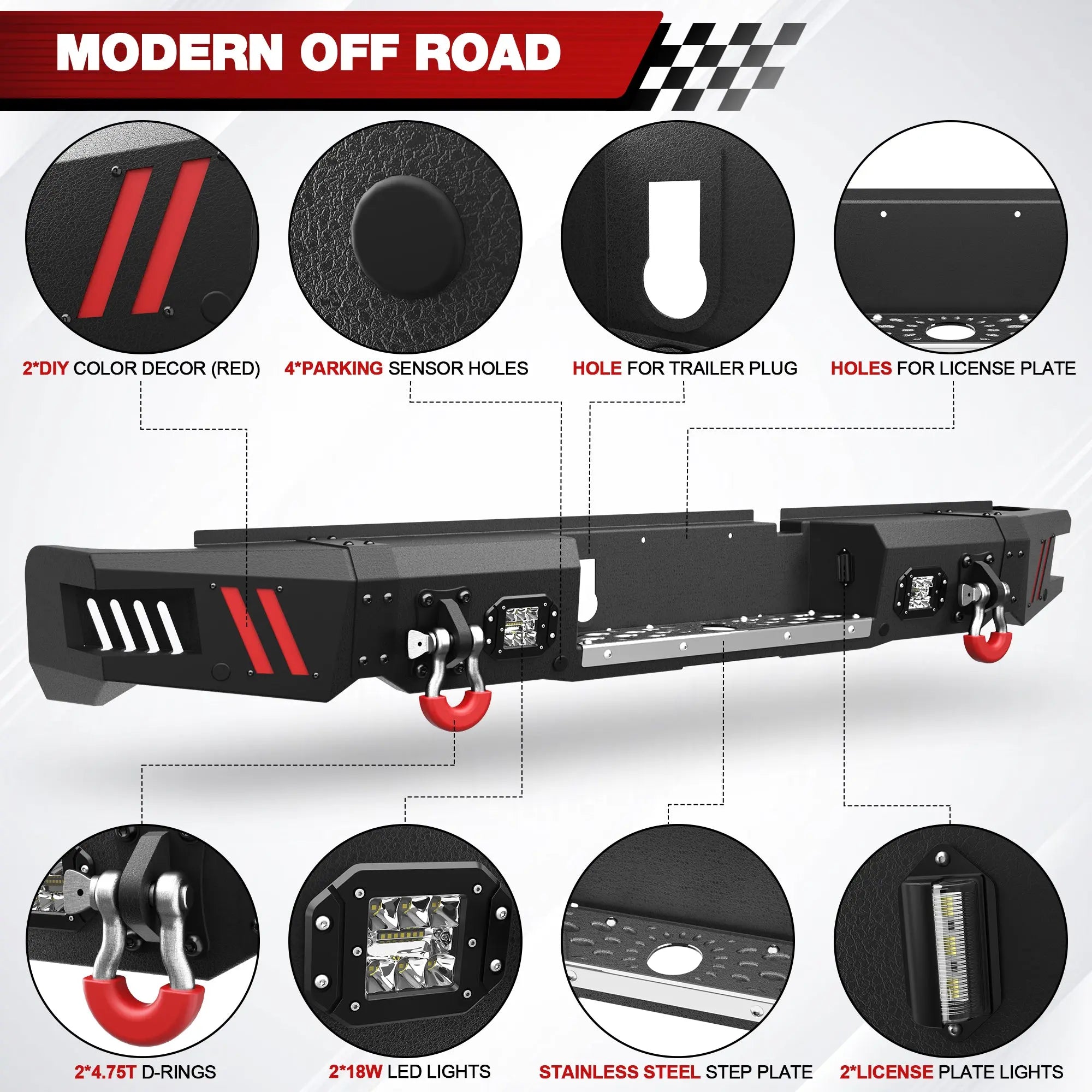 Ram 1500 Front Bumper and Rear Bumper Set for 2013–2018 Ram 1500 & 2019–2024 Ram 1500 Classic