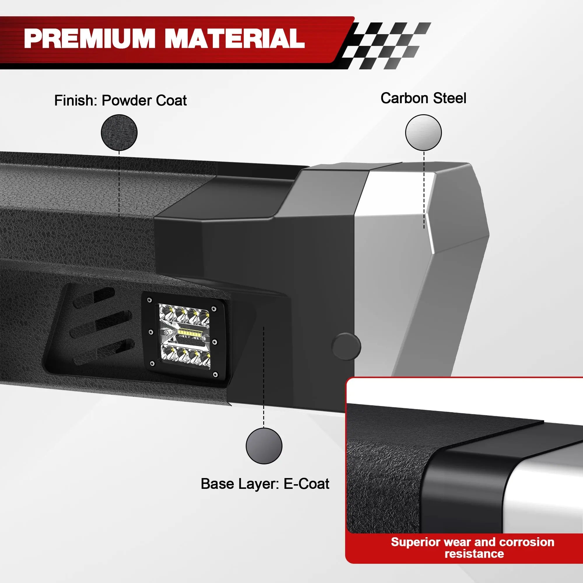 Longsun F150 Rear Bumper for 2015-2025 Ford F150 Pickup (Excluding Raptor & Ecoboost)