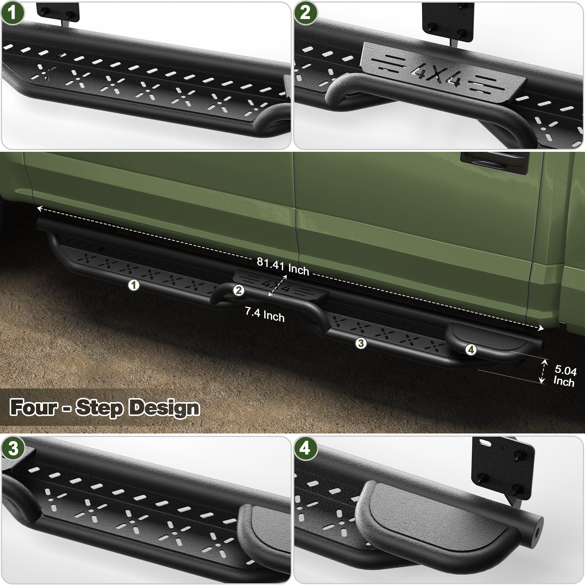 F250 Running Boards Side Steps Compatible for 1999-2016 Ford F250 SuperCrew (4 Door)