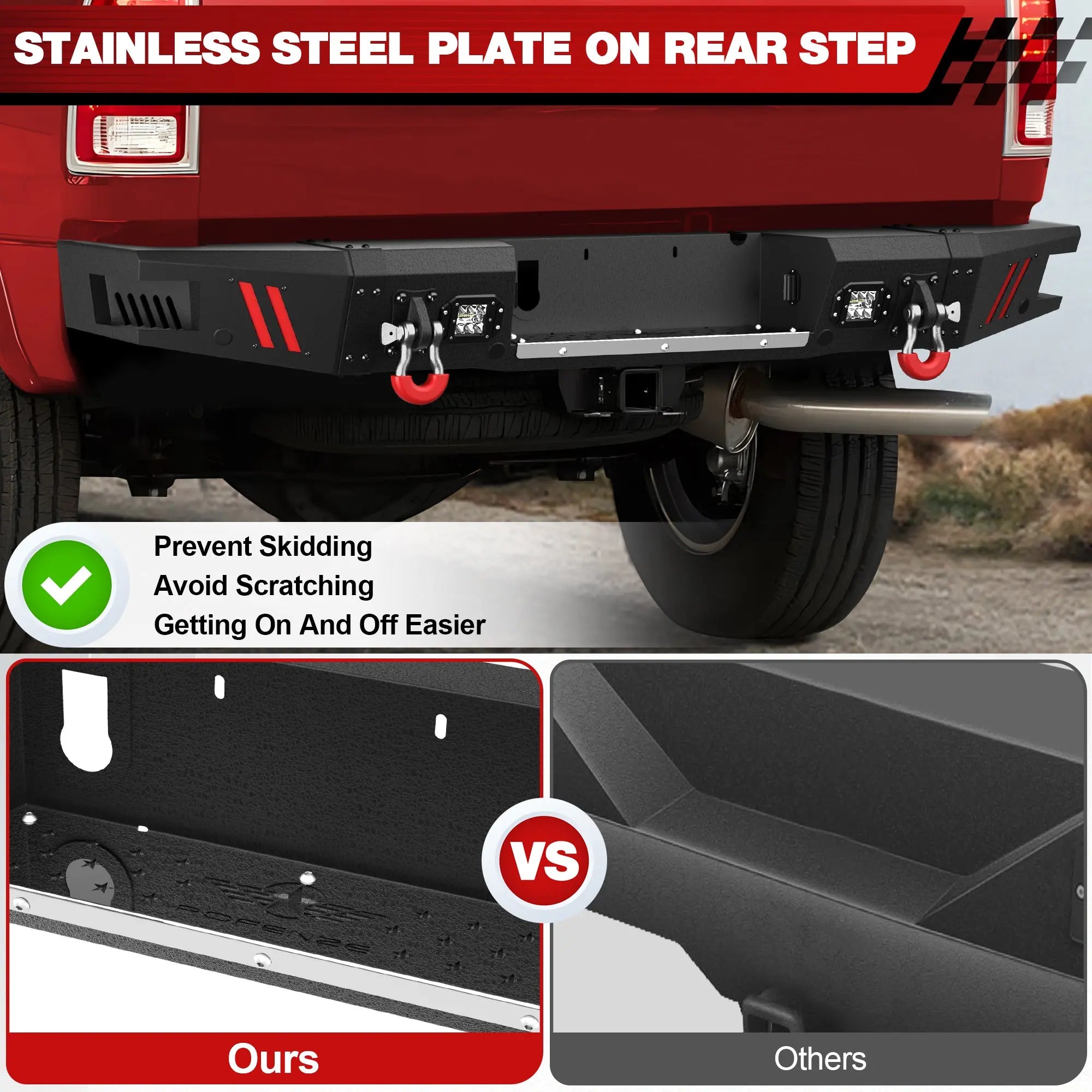 Longsun Ram 2500 Rear Bumper Compatible with 2010-2018 Dodge Ram 2500 3500 Black Pickup Truck Bumper