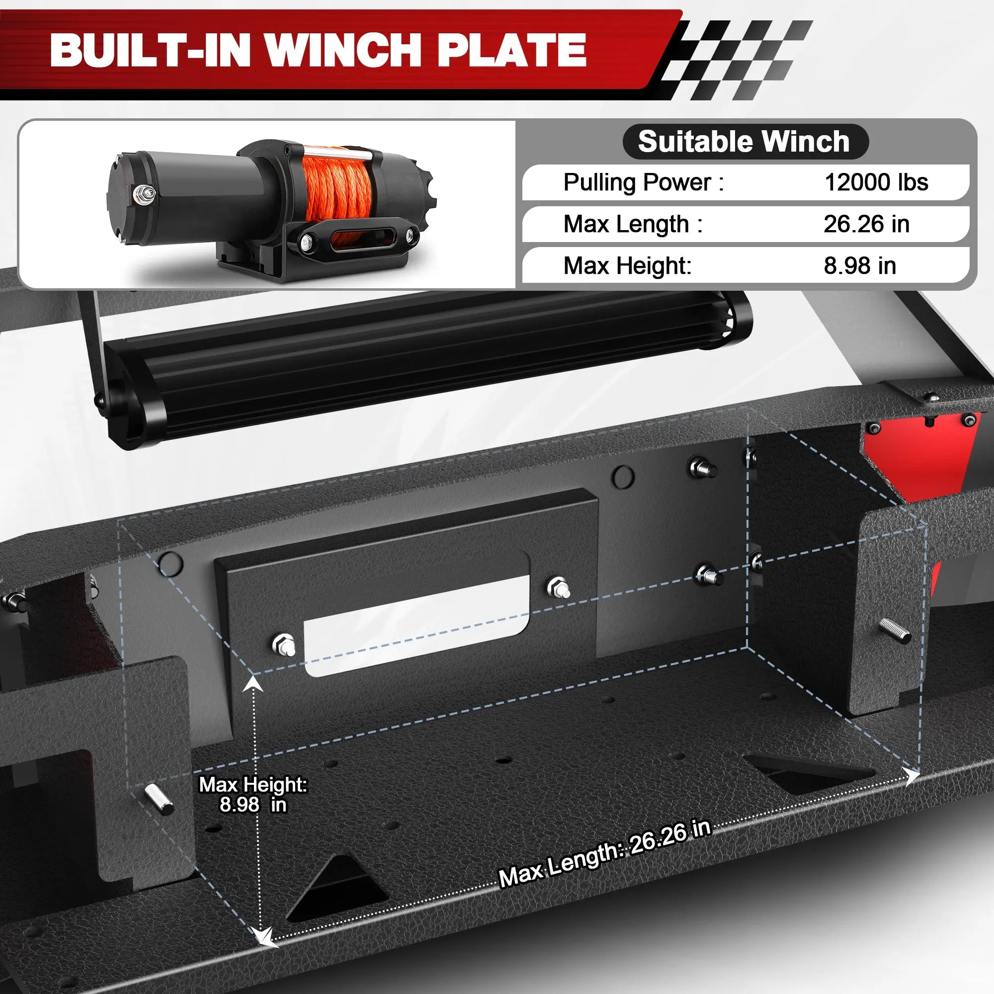 Longsun F150 Full Width Front Bumper with Winch Plate for 2009-2014 Ford F-150 (Excluding Raptor)