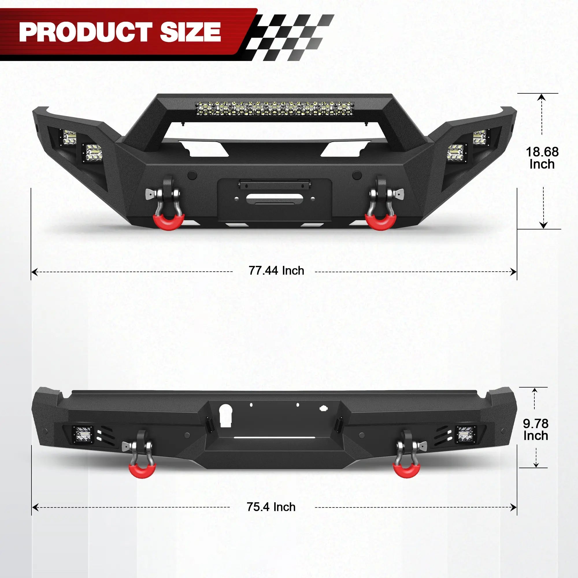 Longsun F150 Front and Rear Bumper Set for 2018 2019 2020 Ford F150 Pickup Truck (Not Fit Raptor)
