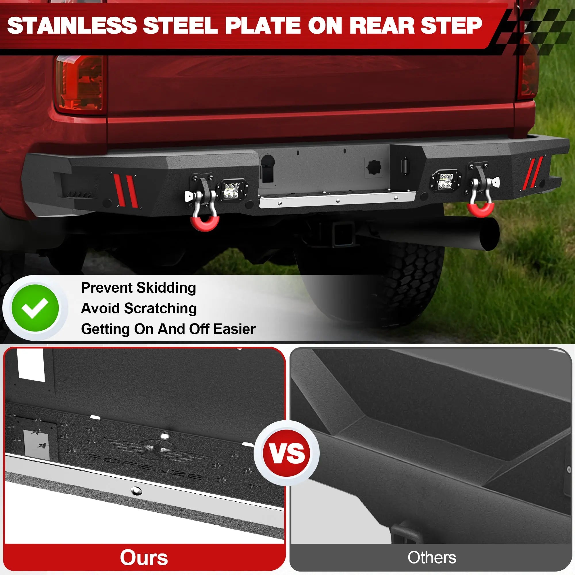 Longsun Rear Bumper for 2020 2021 2022 2023 2024 2025 2026 Chevy Silverado/GMC Sierra 2500/3500 HD