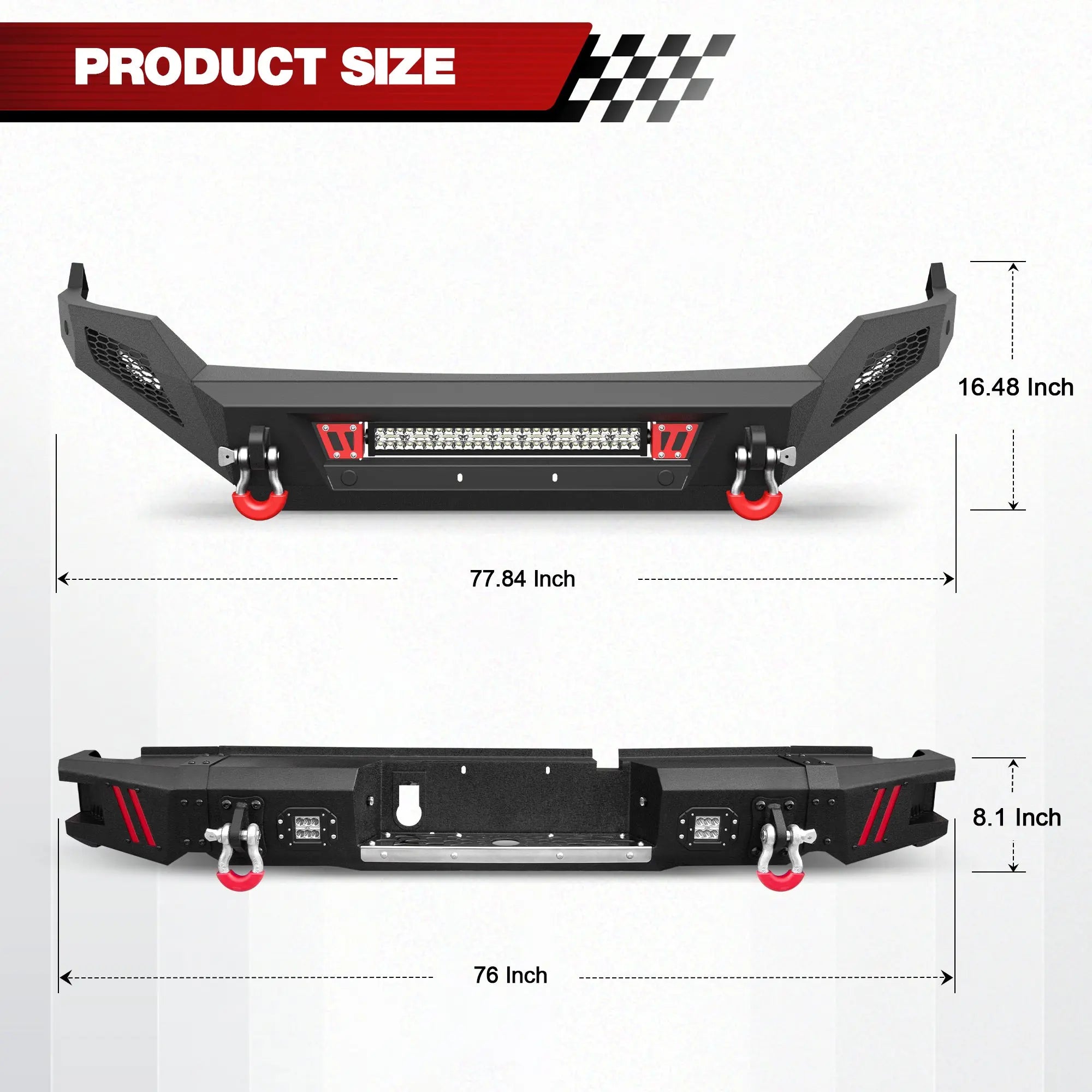 Ram 1500 Front Bumper and Rear Bumper Set for 2013–2018 Ram 1500 & 2019–2024 Ram 1500 Classic