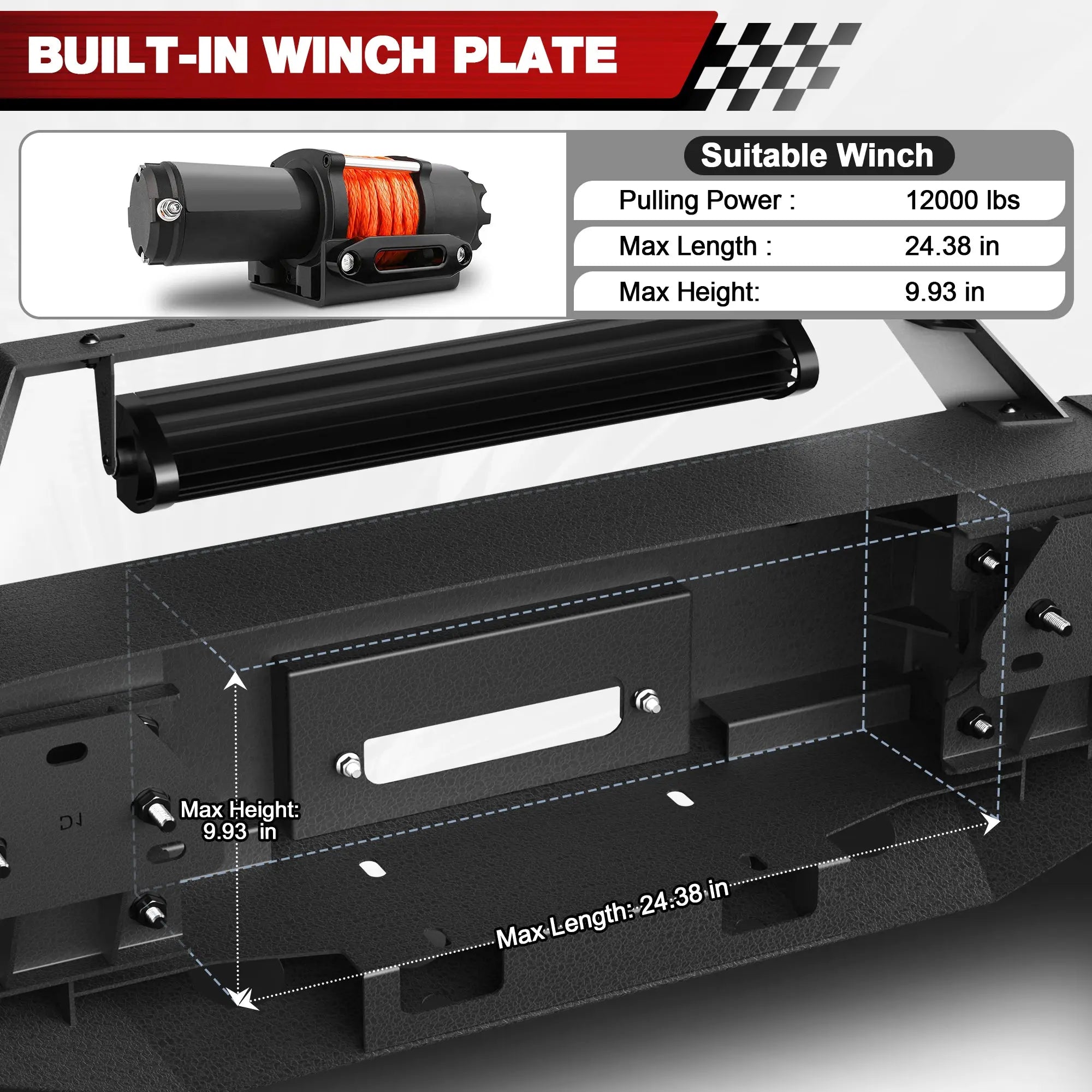 Longsun 2016 2017 2018 Silverado 1500 Front Bumper for Chevrolet Silverado 1500 w/Winch Plate