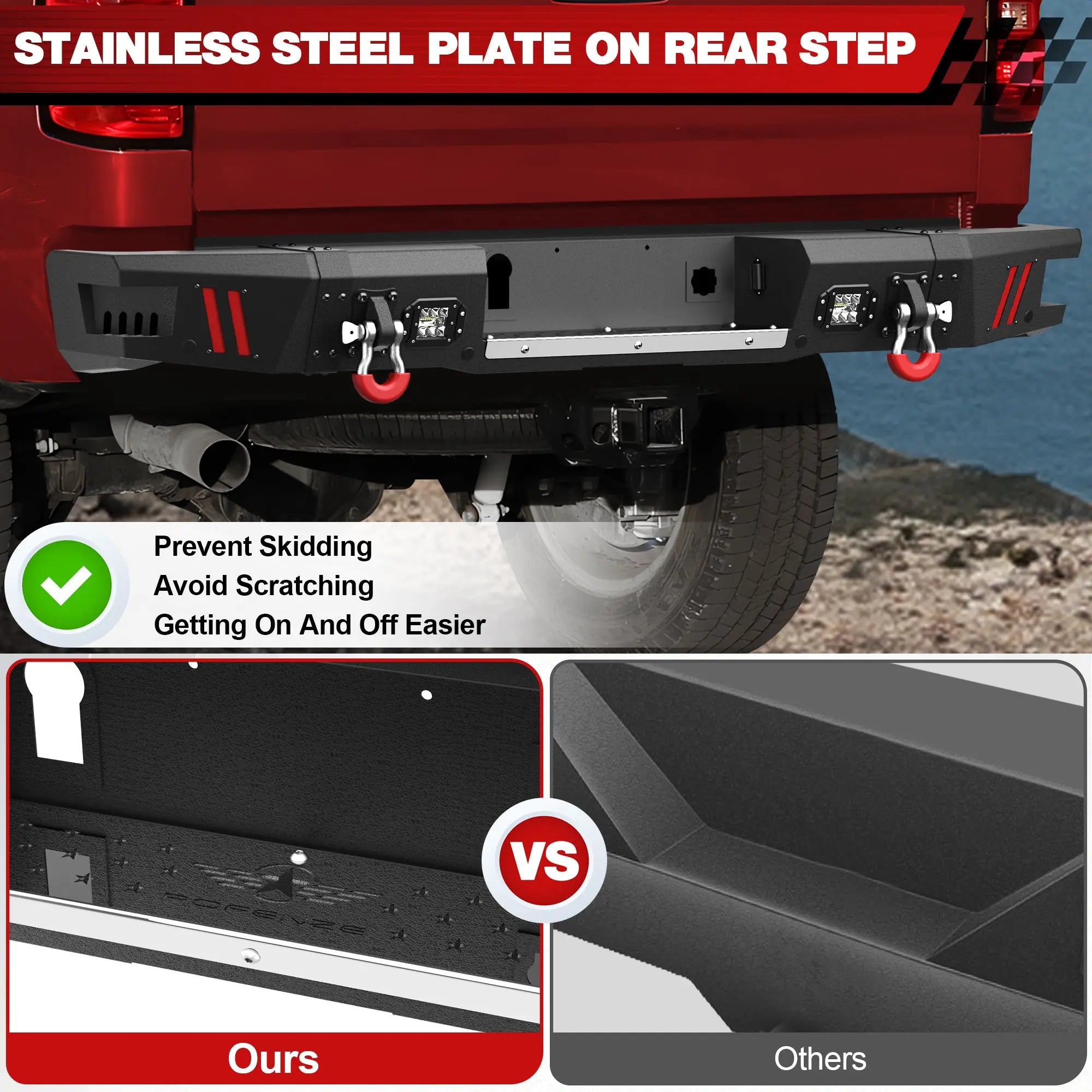 Longsun 2015-2019 Chevy Silverado/ GMC Sierra 2500 Bumper with Winch Plate & Bright LED Lights