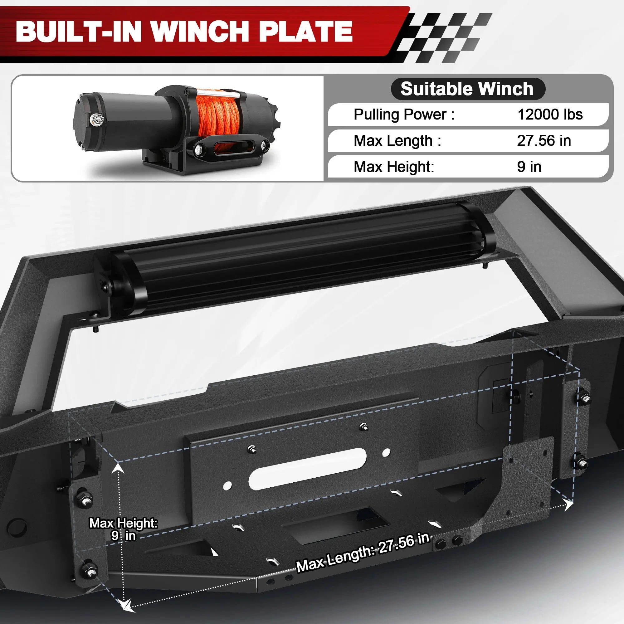 Longsun F150 Front Bumper for 1992 1993 1994 1995 1996 1997 Ford F150