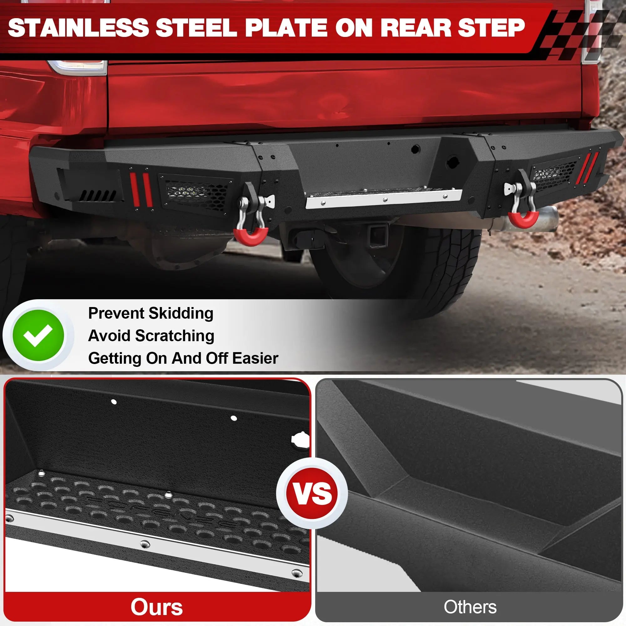 Longsun F150 Rear Back Bumper for 2009-2014 Ford F-150 (Excluding Raptor)