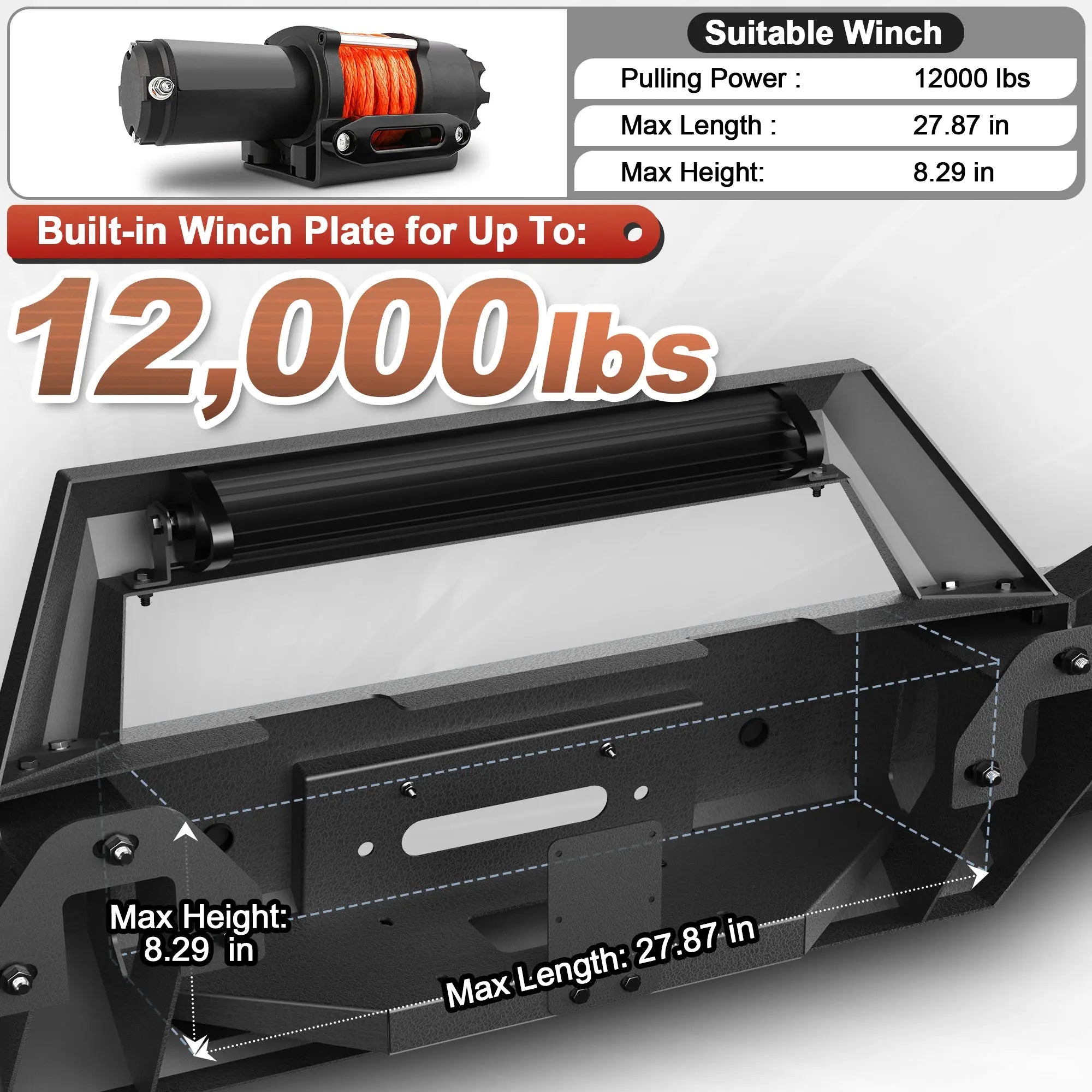 Longsun Sierra 1500 Front Bumper for 2016-2017-2018 GMC Sierra 1500