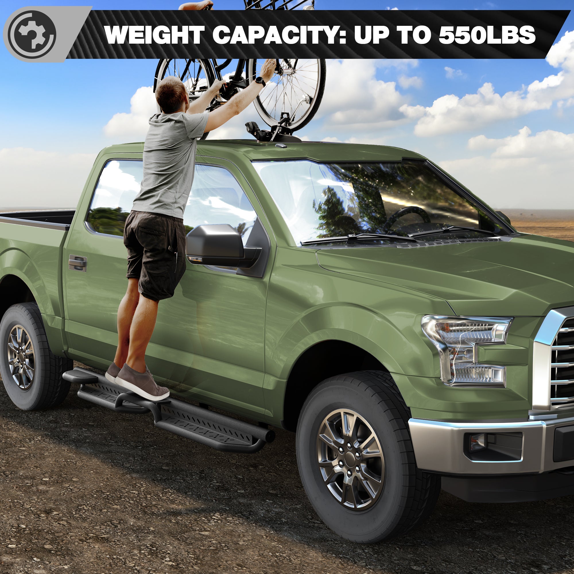 F250 Running Boards Side Steps Compatible with 2015-2025 Ford F150,2017-2025 F250/F350