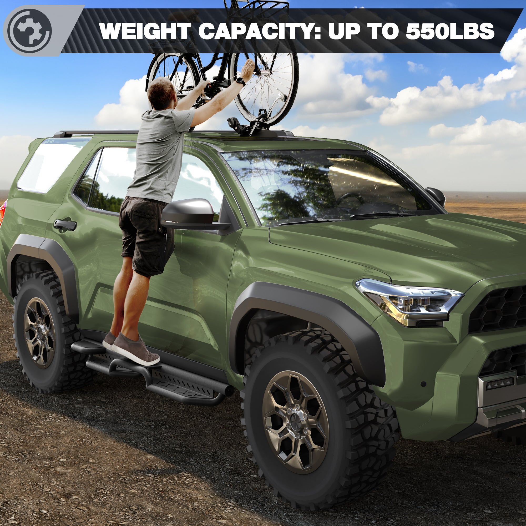 Running Boards Side Steps Compatible with 2014-2024 Toyota 4Runner SR5, 2015-2024 TRD Pro & 2017-2024 TRD 2PCS Nerf Bars