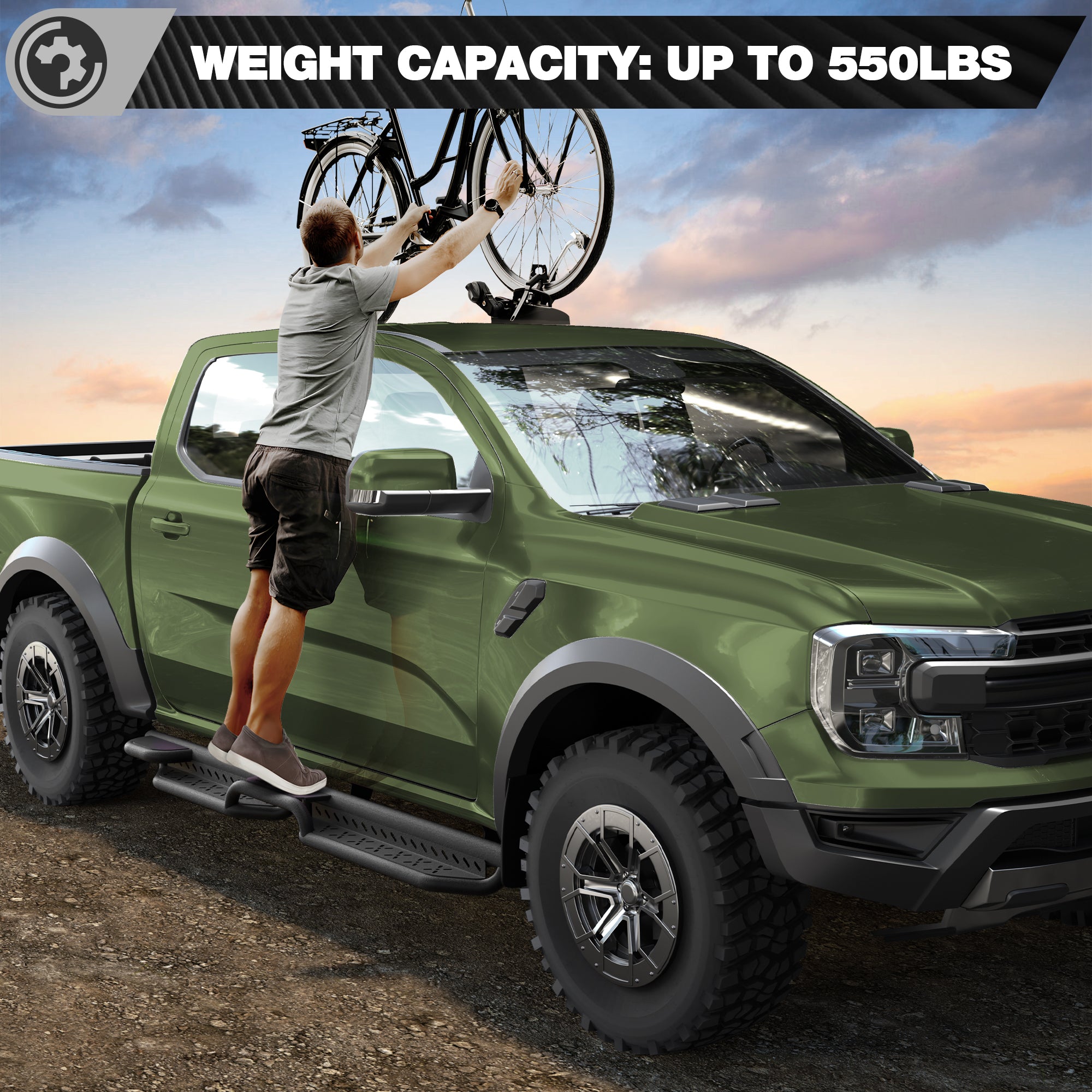Ranger Running Boards Side Step Ford Ranger 2019 2020 2021 2022 2023 2024 SuperCrew(4 Door)