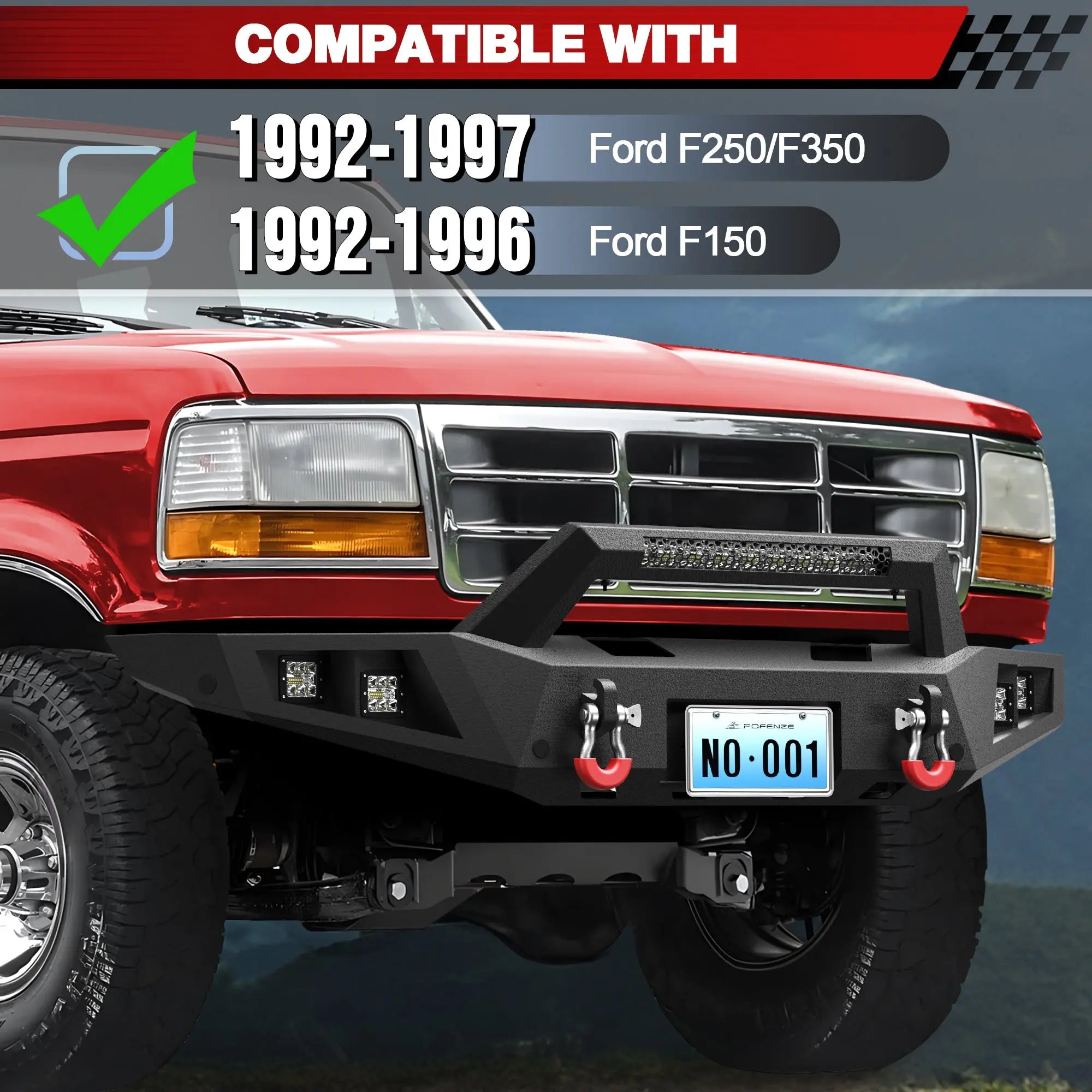 Longsun F150 Front Rear Bumper Set for 1992-1997 Ford F150 F250 F350