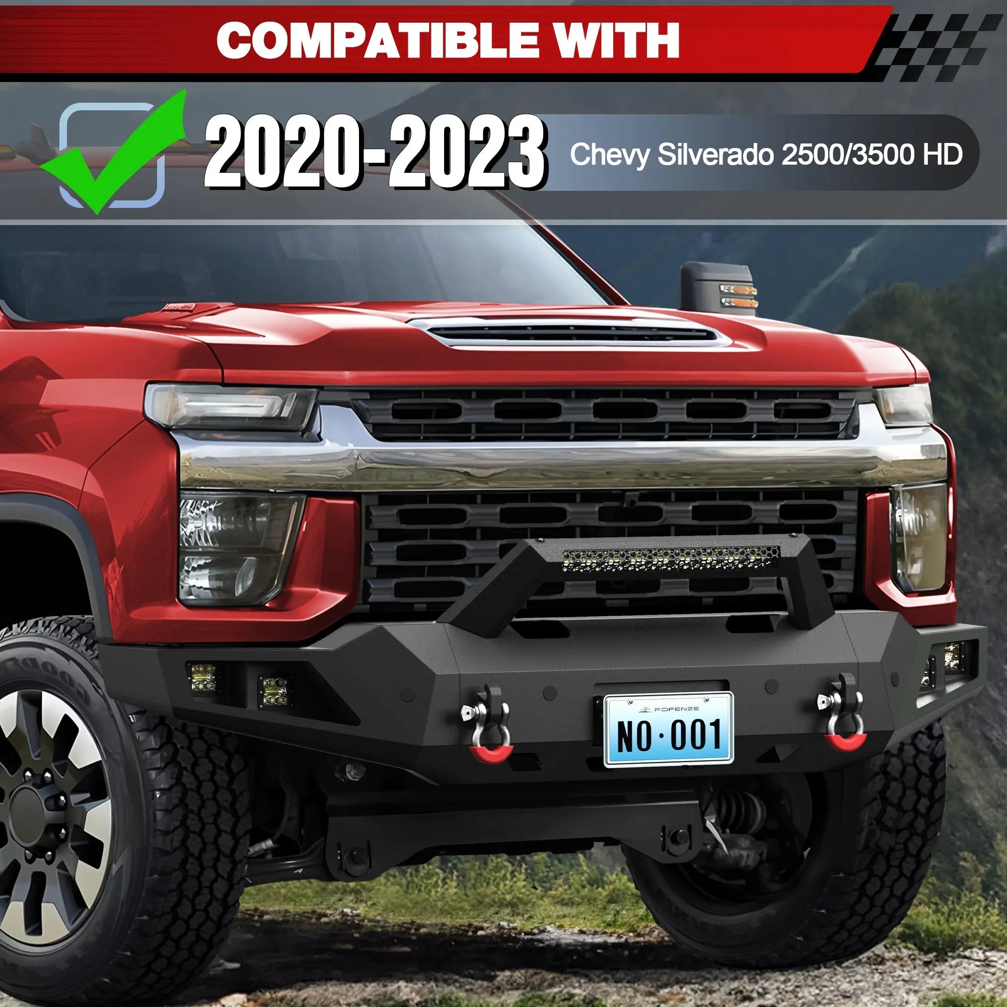 Silverado Front Bumper and Rear Bumper Set for 2020 2021 2022 2023 Chevy Silverado 2500HD 3500HD