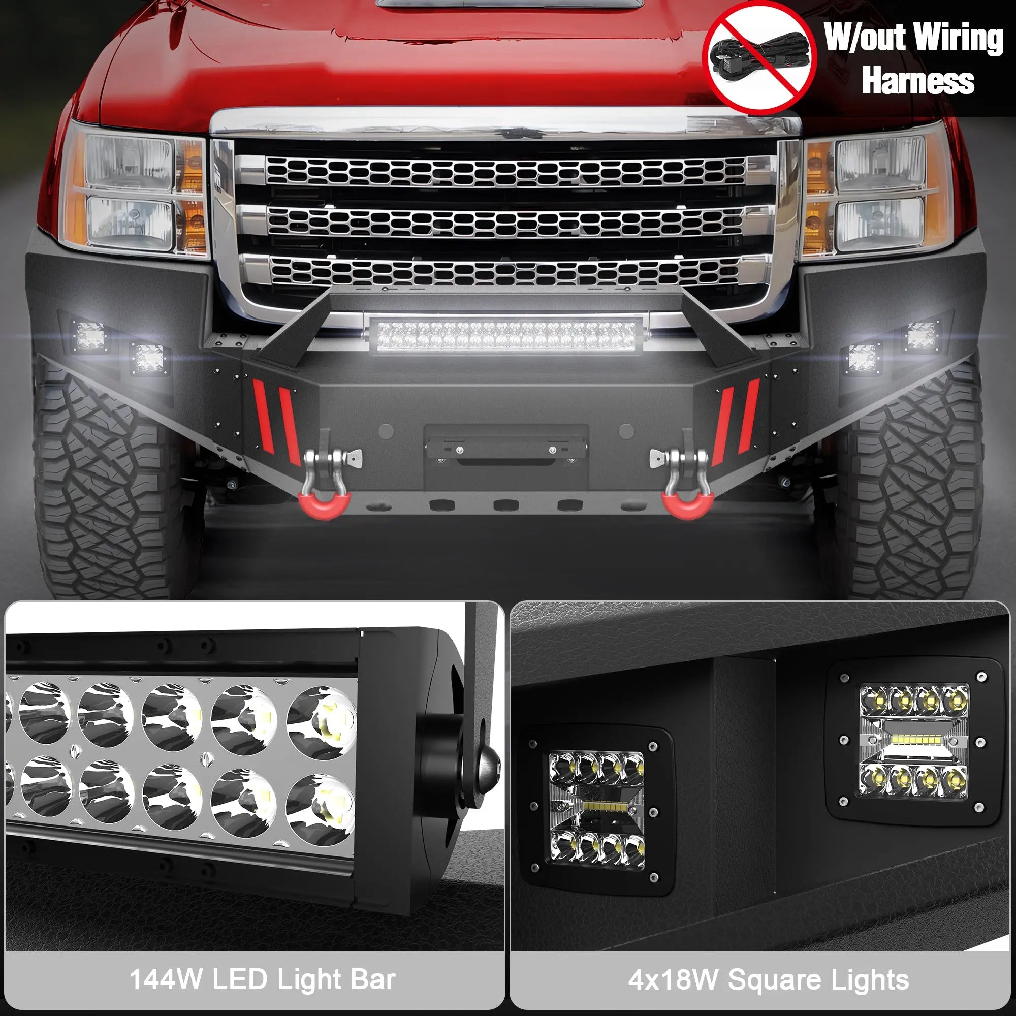 Longsun Sierra 2500 Front Bumper for GMC Sierra 2500/3500 HD 2011 2012 2013 2014 with Winch Plate