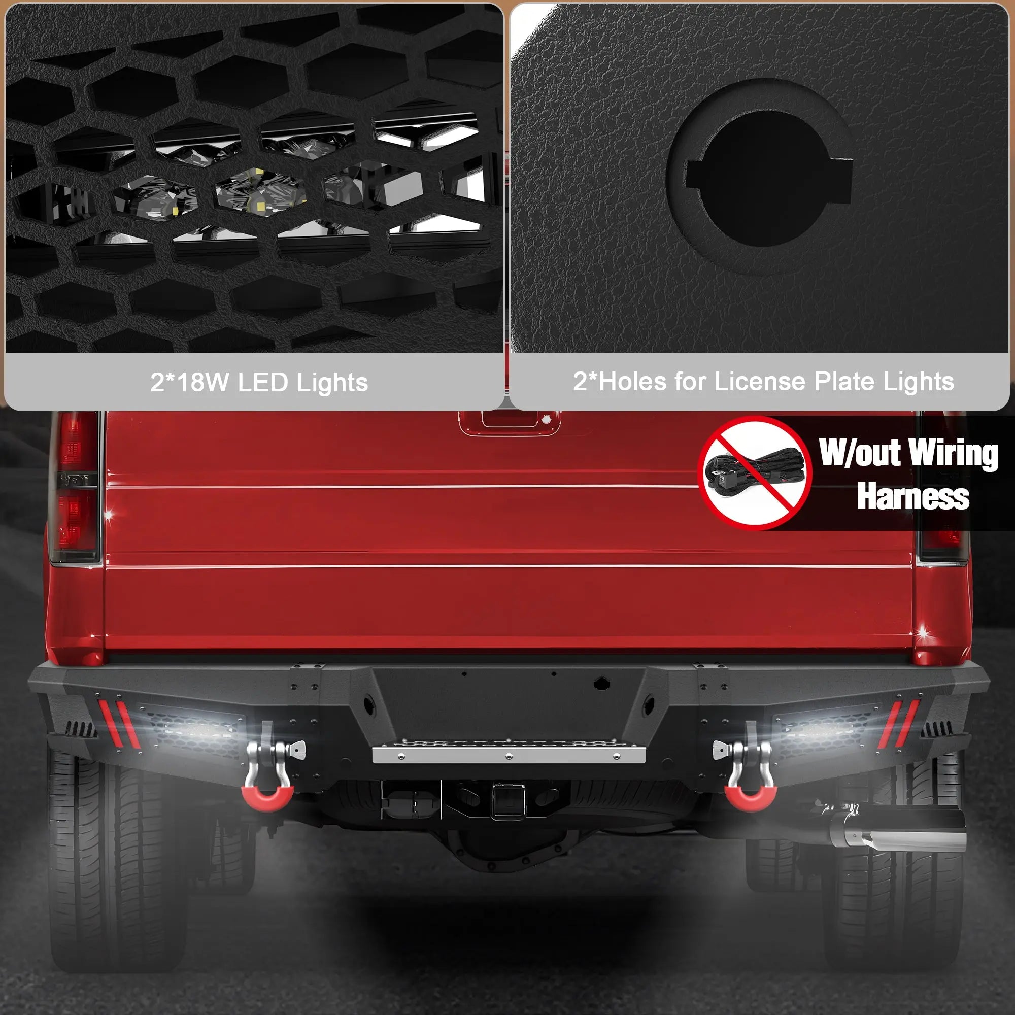 Longsun F150 Rear Back Bumper for 2009-2014 Ford F-150 (Excluding Raptor)
