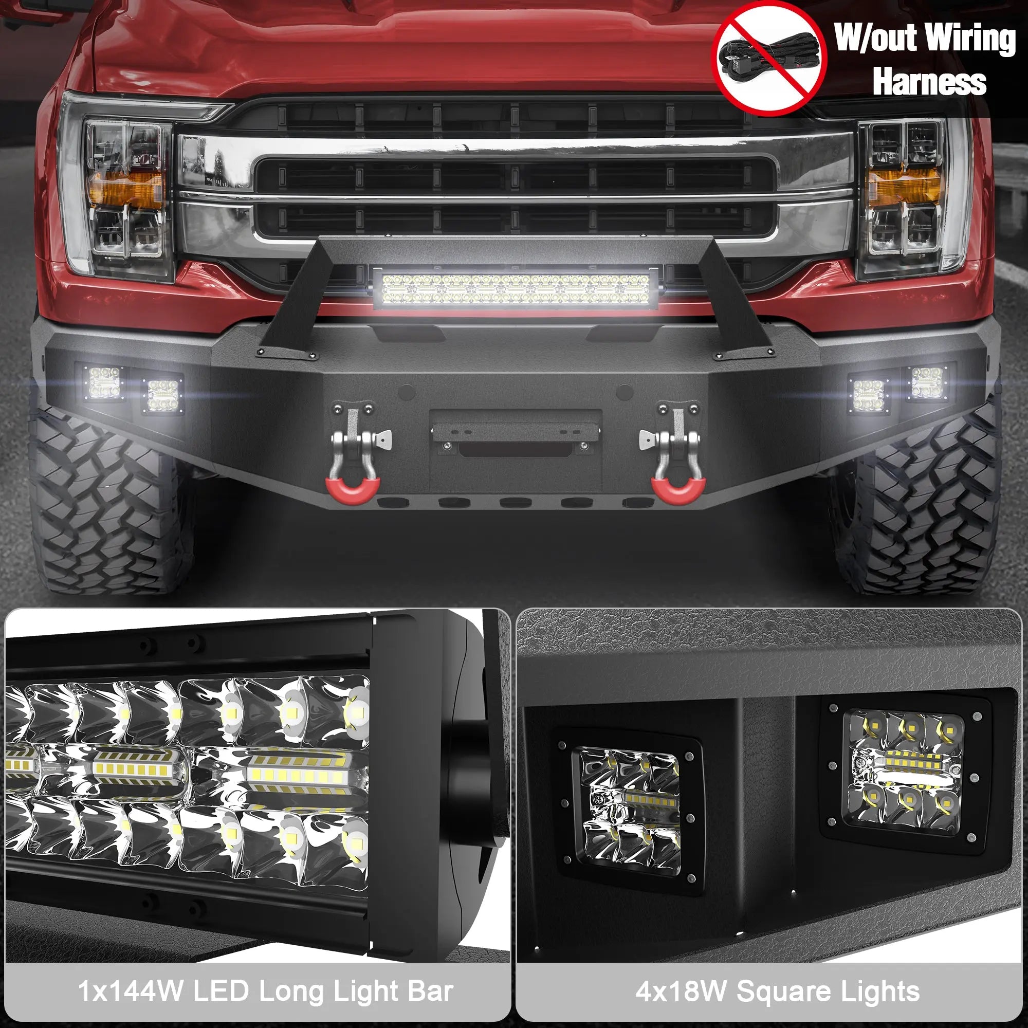 Longsun F150 Front Bumper Fits 2021 2022 2023 2024 Ford F150 w/Winch Plate (Excluding Lighting EV & Raptor)