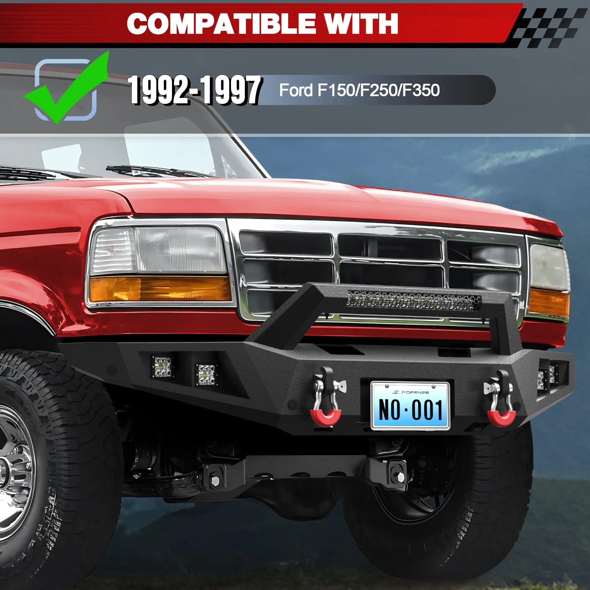 Longsun F150 Front Rear Bumper Set for 1992-1997 Ford F150 F250 F350