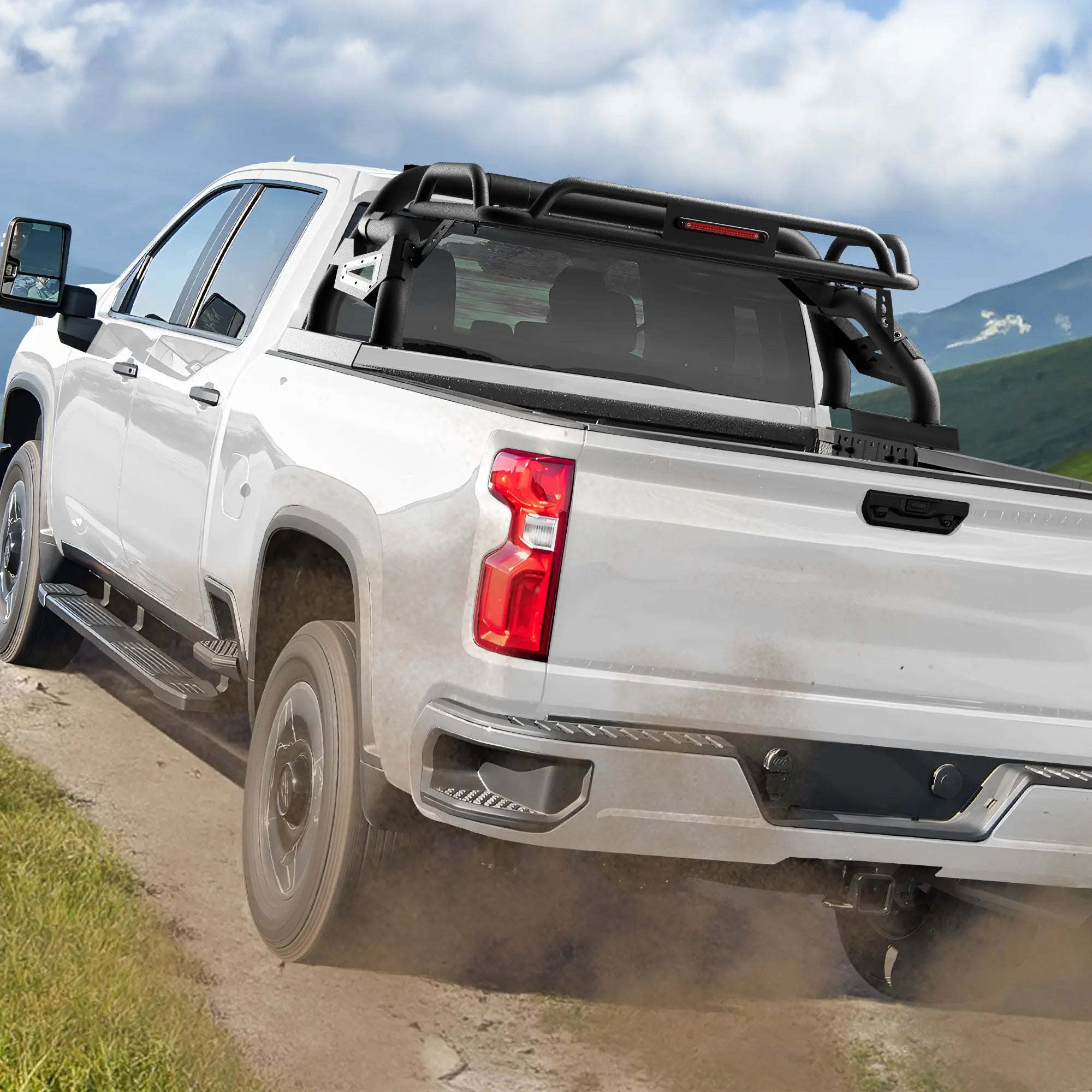 Truck Roll Bar with Cargo Basket for F-150, Ram 1500, Silverado 1500, Sierra 1500, Tundra & Titan, Steel Chase Rack Sport Bar