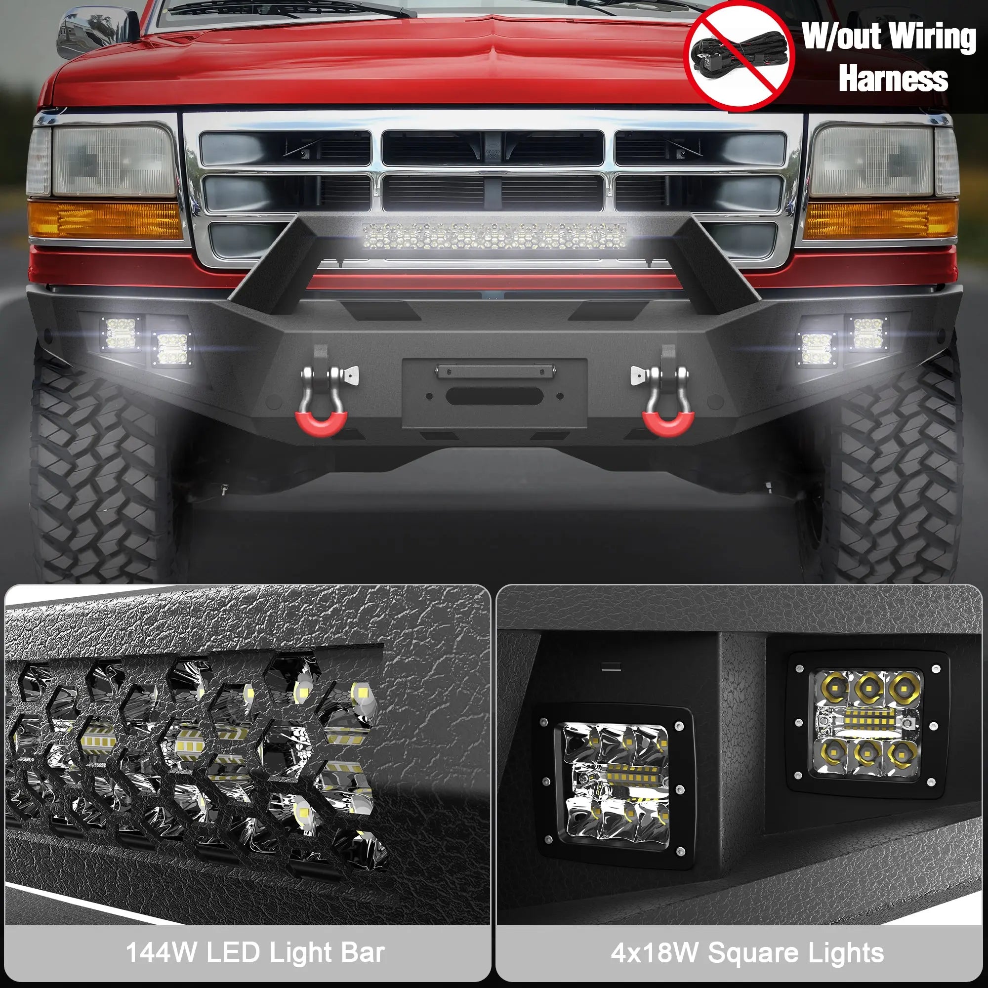 Longsun F150 Front Bumper for 1992 1993 1994 1995 1996 1997 Ford F150