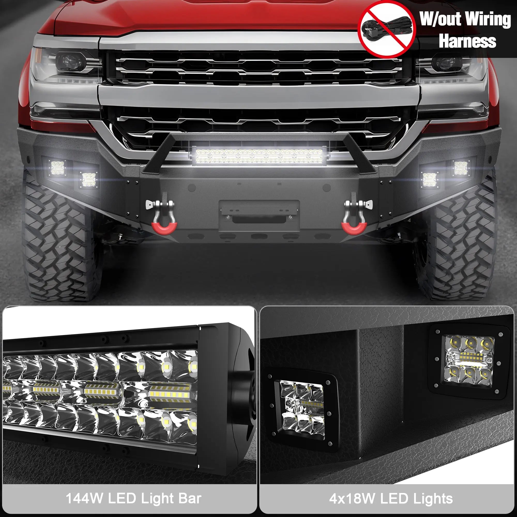 Longsun 2016 2017 2018 Silverado 1500 Front Bumper for Chevrolet Silverado 1500 w/Winch Plate