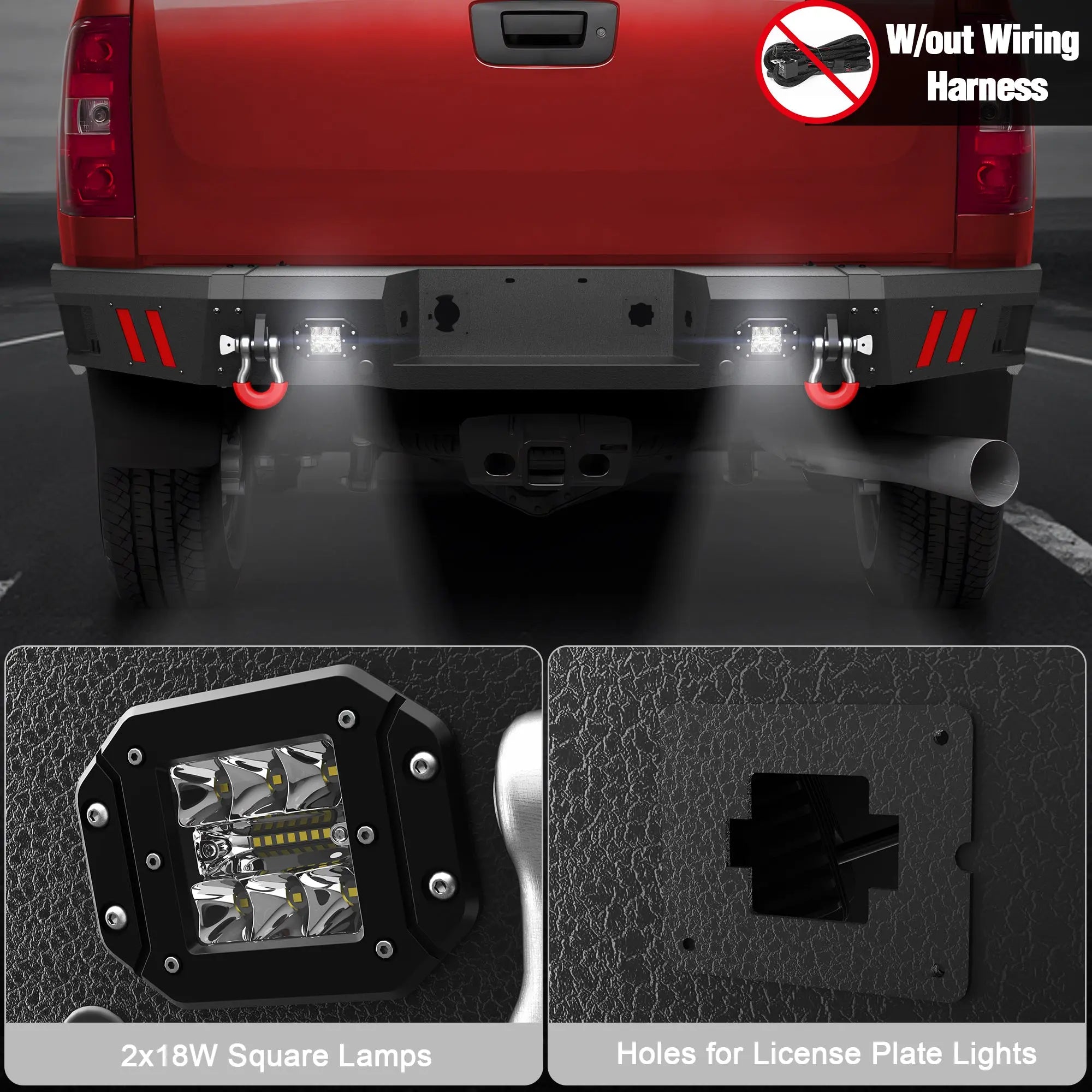Longsun Sierra 2500/3500 HD Rear Bumper for 2011 2012 2013 2014 Chevy Silverado/GMC Sierra 2500/3500 HD