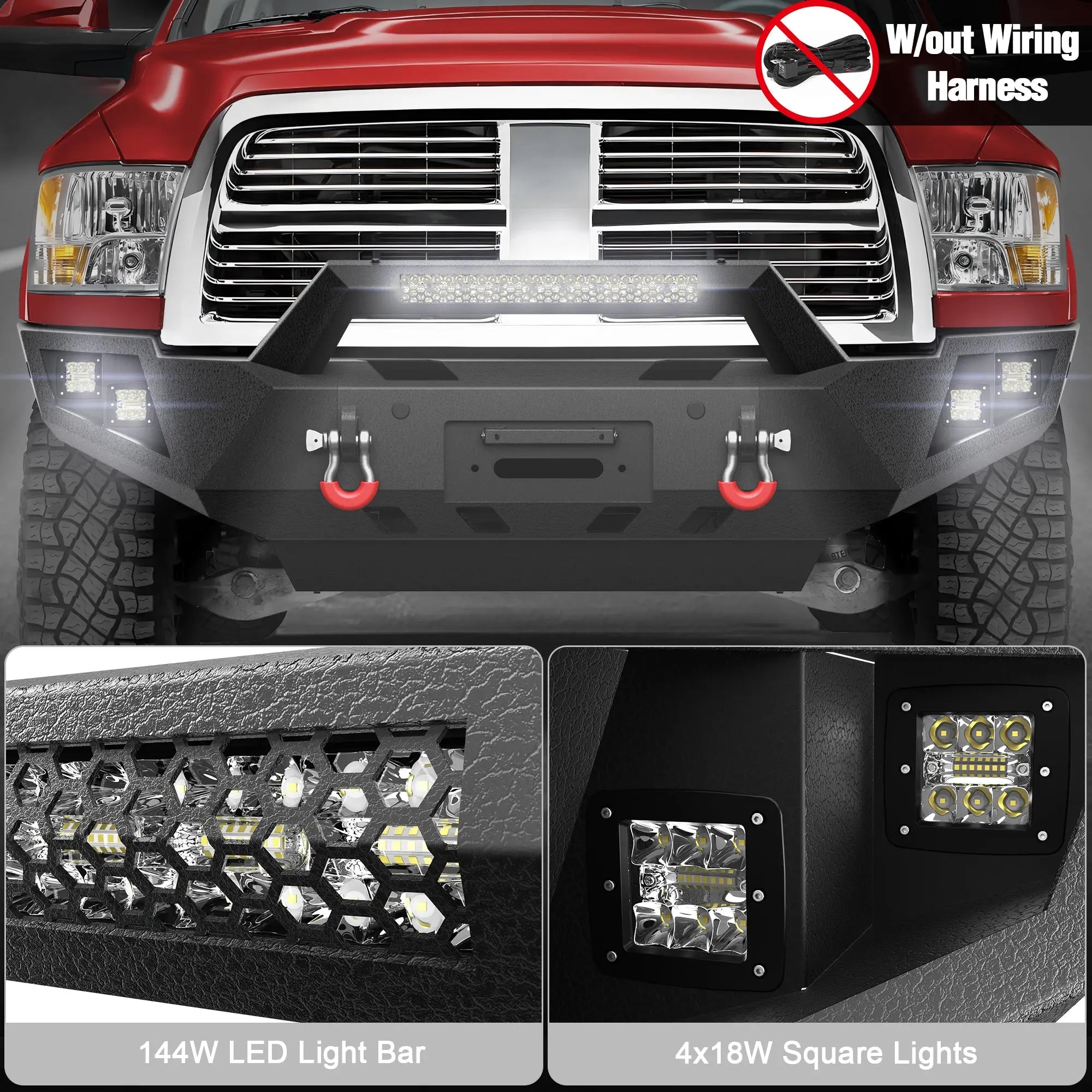 Longsun Ram 2500 Front Bumper Full Width for 2010-2018 Dodge Ram 2500/3500 Pickup