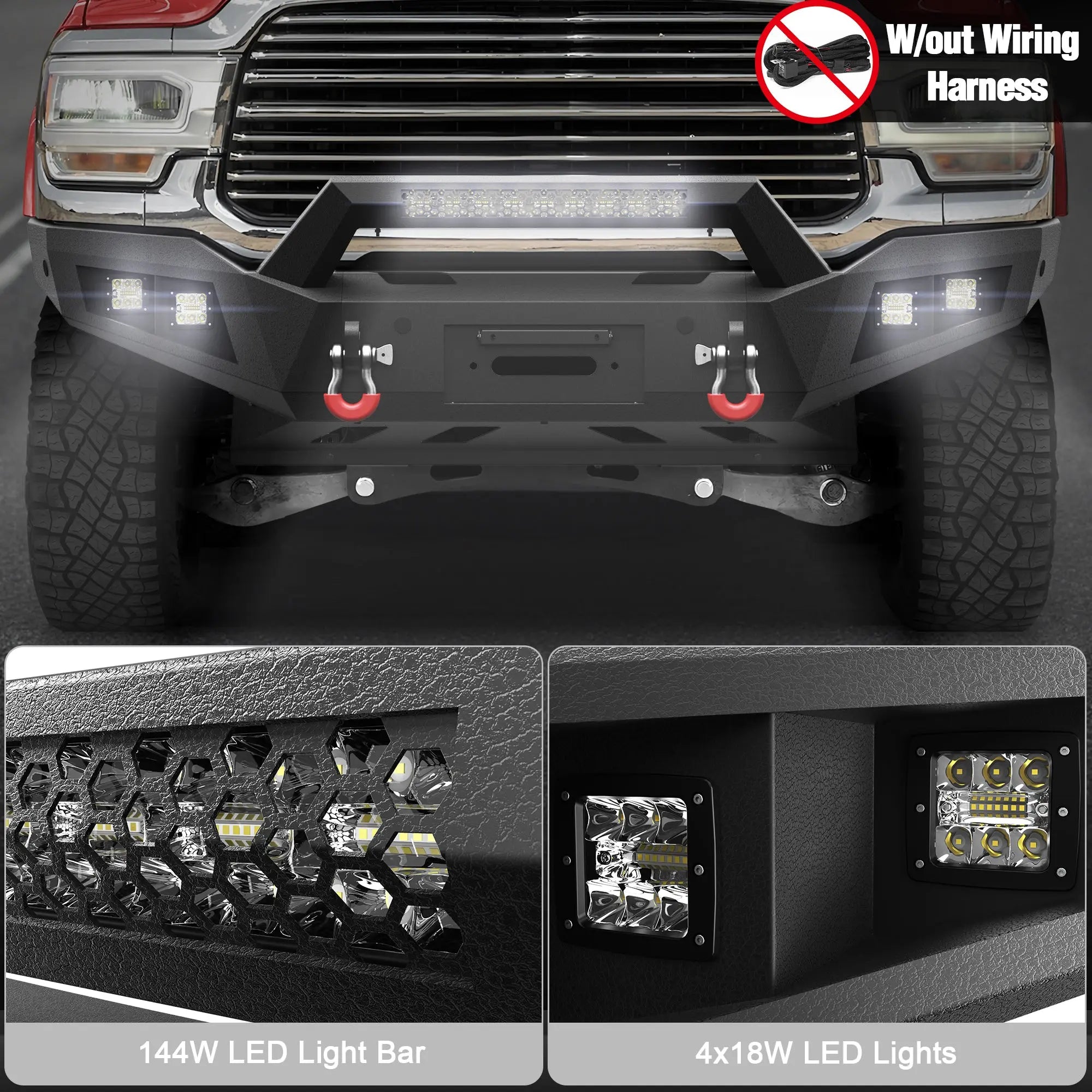 Longsun Ram 2500 Front Bumper for 2019 2020 2021 2022 2023 2024 2025 Ram 2500/3500 Pickup