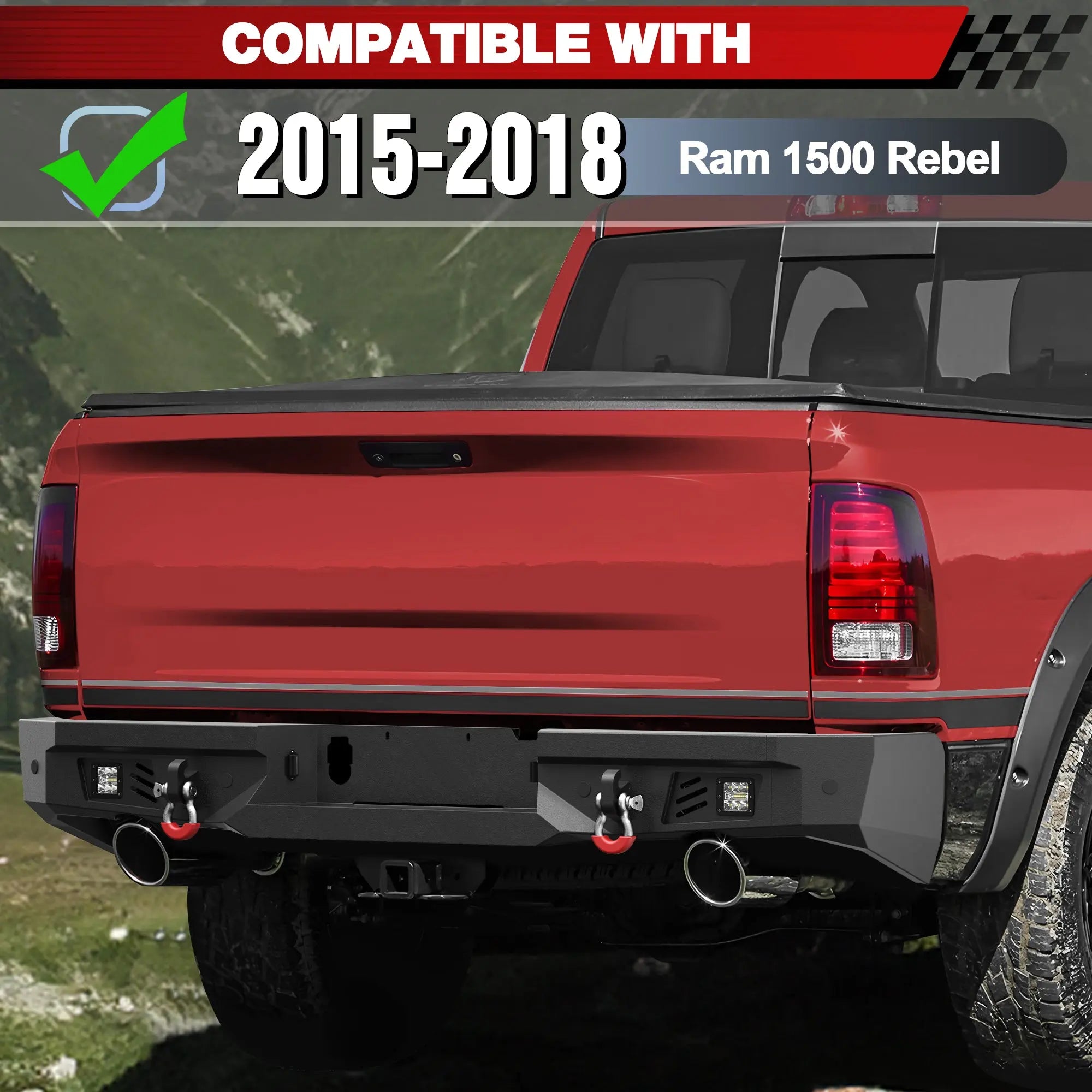 Longsun Ram 1500 Rebel Rear Bumper for 2015-2018 Ram 1500 Rebel Only
