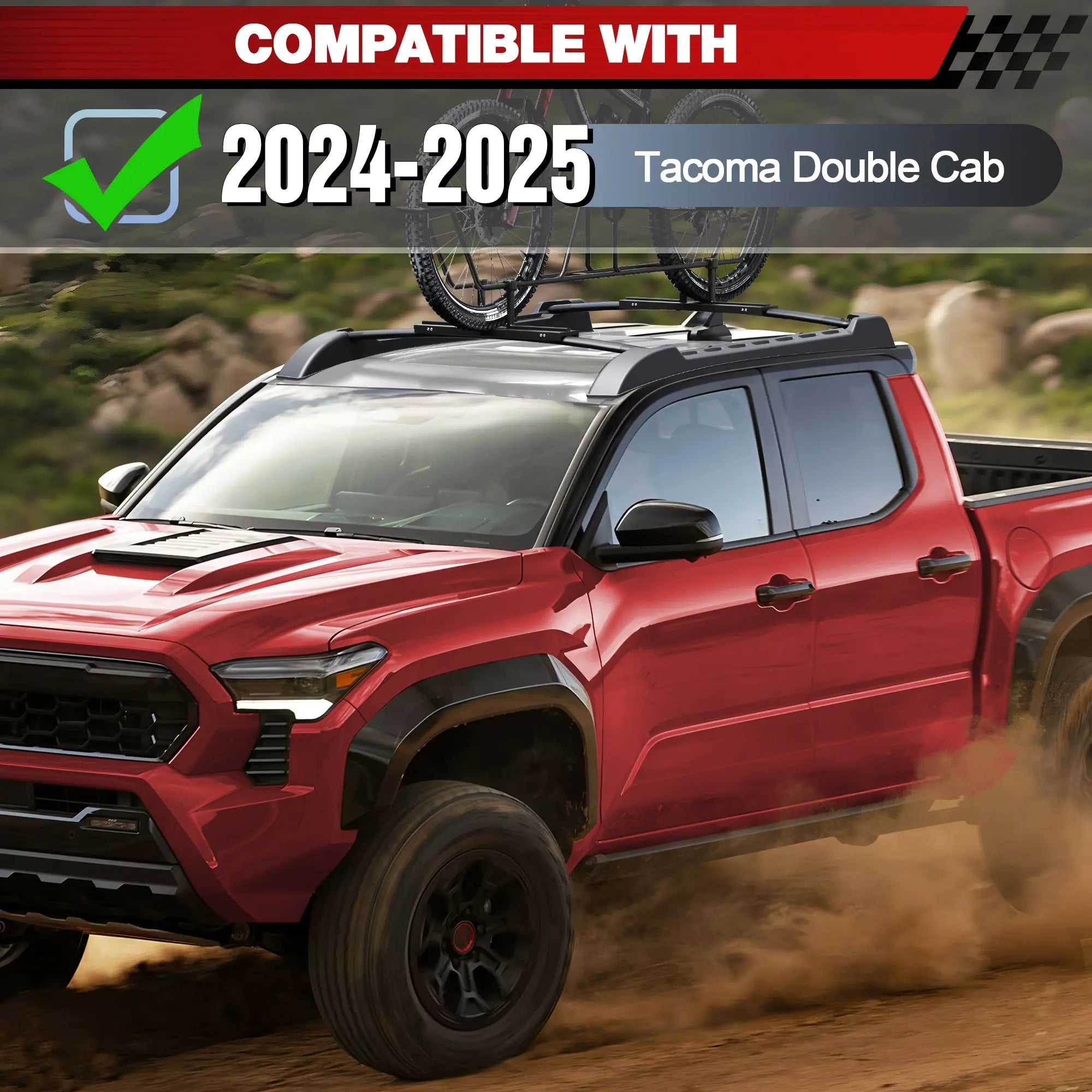 Tacoma Cargo Carriers Roof Rack Fit for 2024-2025 Toyota Tacoma Double Cab Aluminum