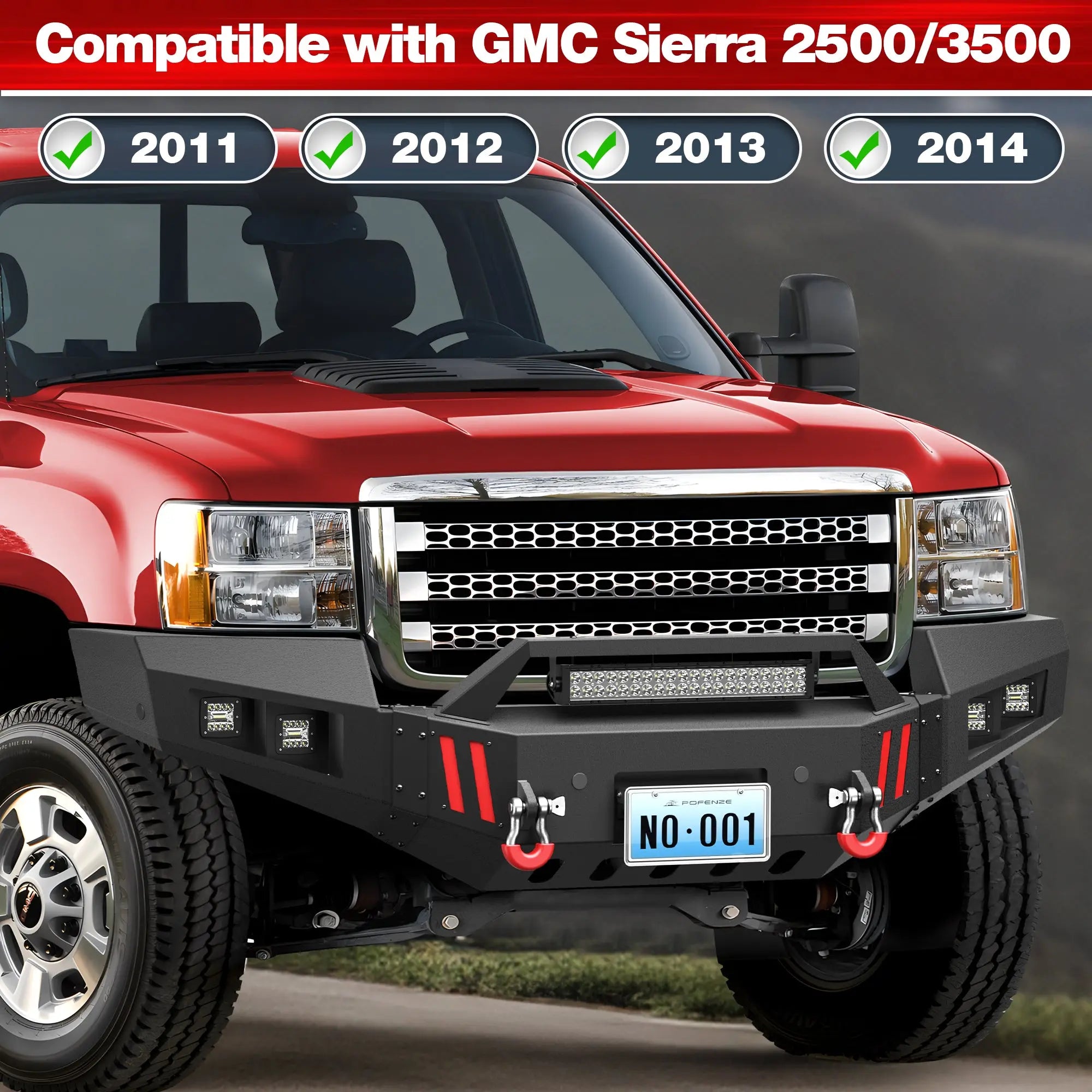 Longsun Sierra 2500 Front Bumper for GMC Sierra 2500/3500 HD 2011 2012 2013 2014 with Winch Plate