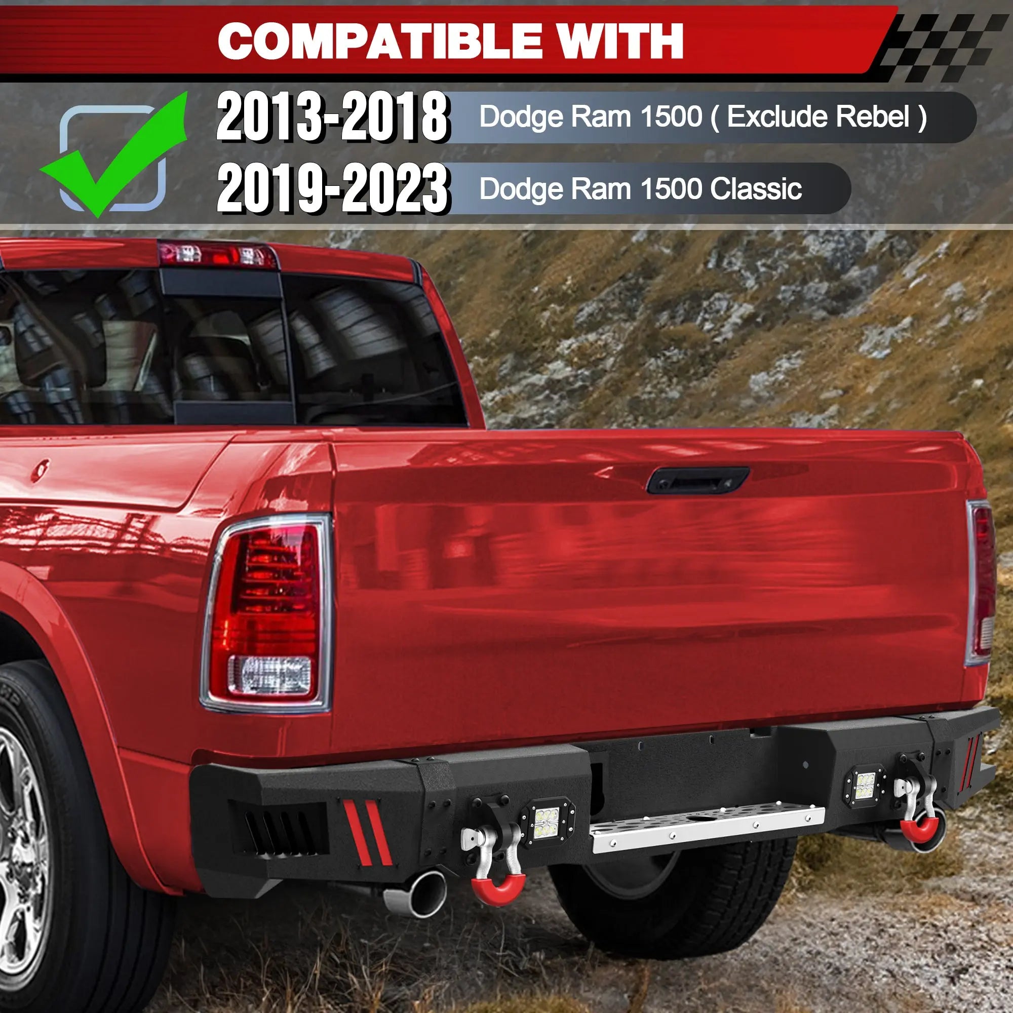 Ram 1500 Front Bumper and Rear Bumper Set for 2013–2018 Ram 1500 & 2019–2024 Ram 1500 Classic