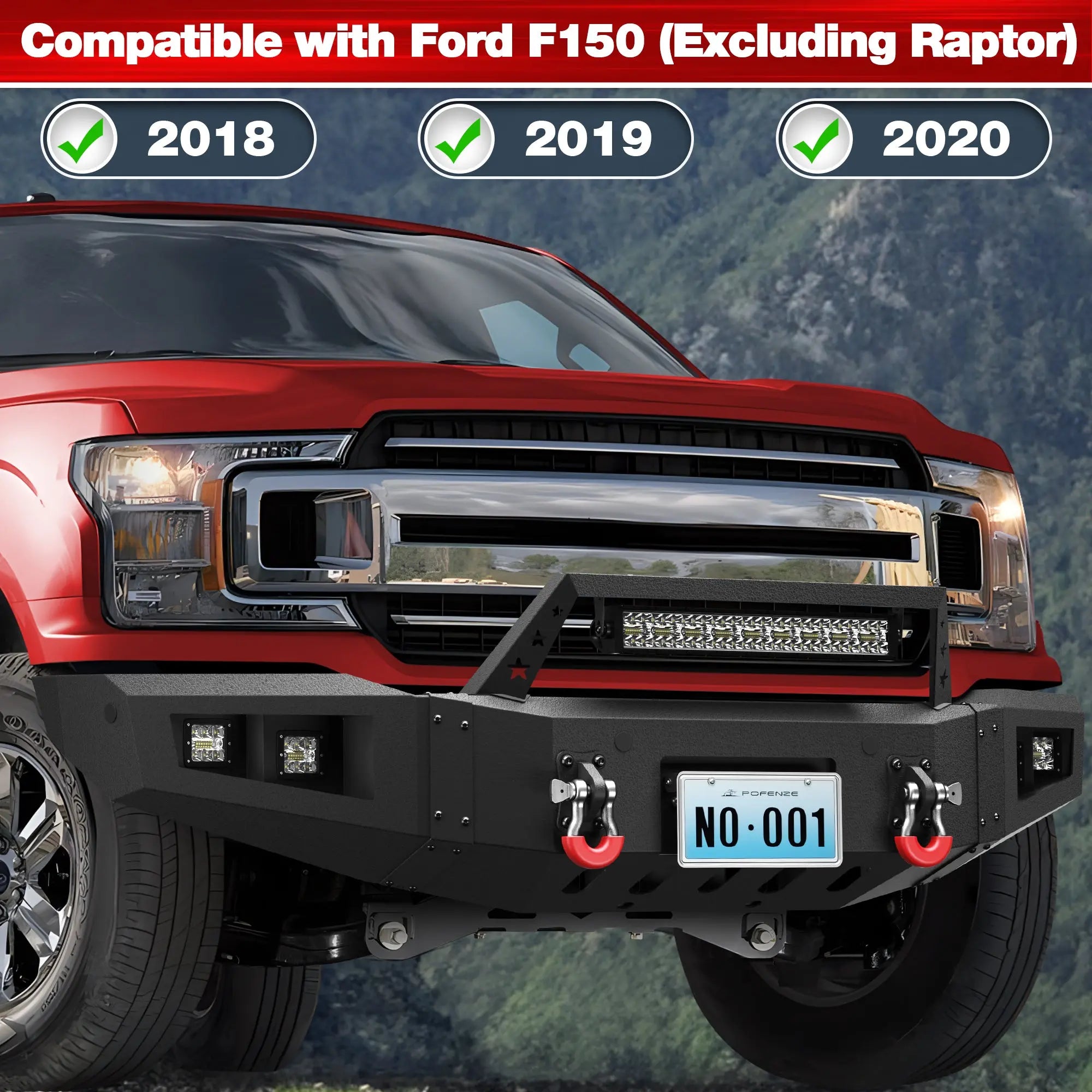 Longsun F150 Front Bumper for 2018 2019 2020 Ford F150 Pickup w/Winch Plate (Excluding Raptor)