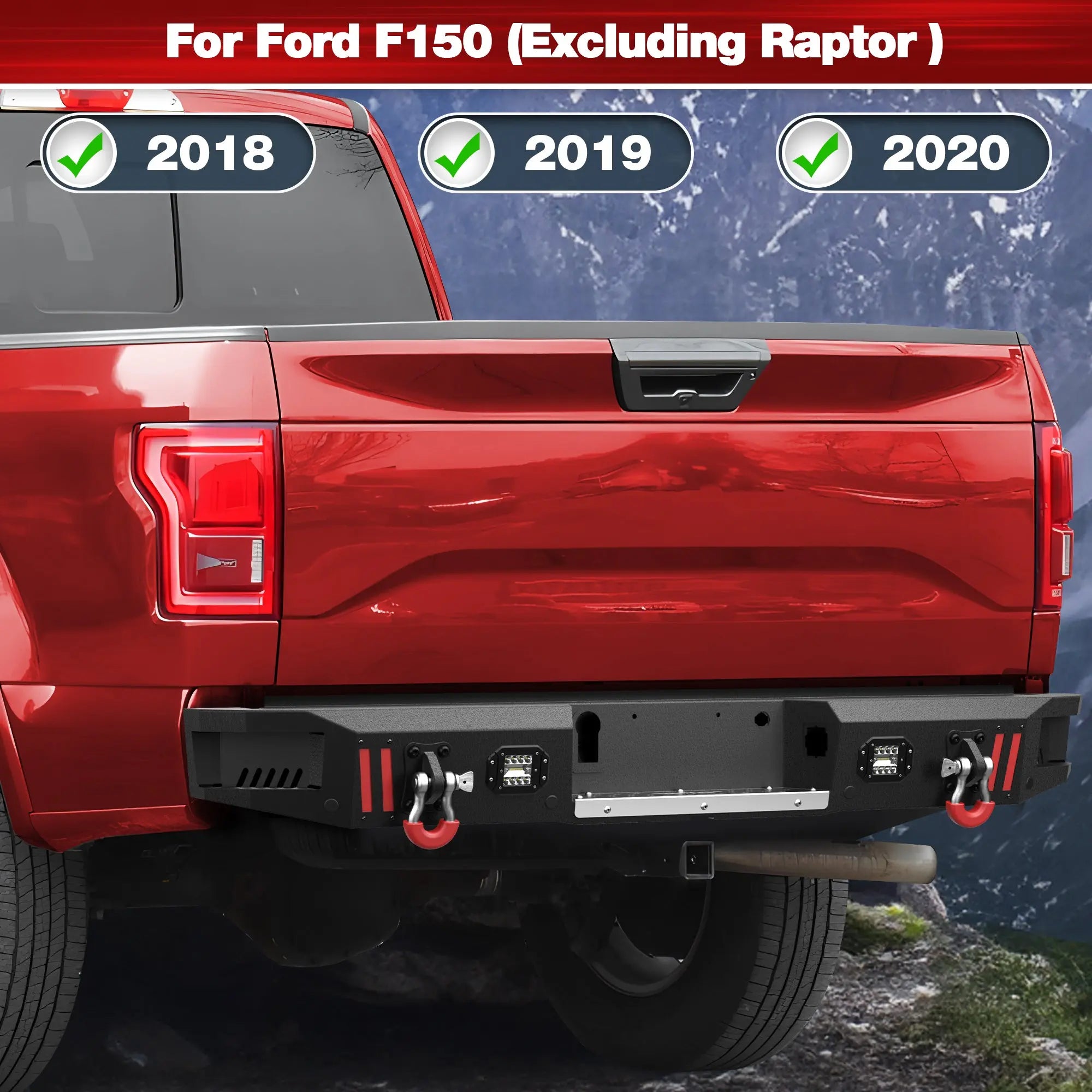 Longsun F150 Front Bumper and Rear Set for 2018 2019 2020 Ford F150 Pickup w/Winch Plate (Excluding Raptor)