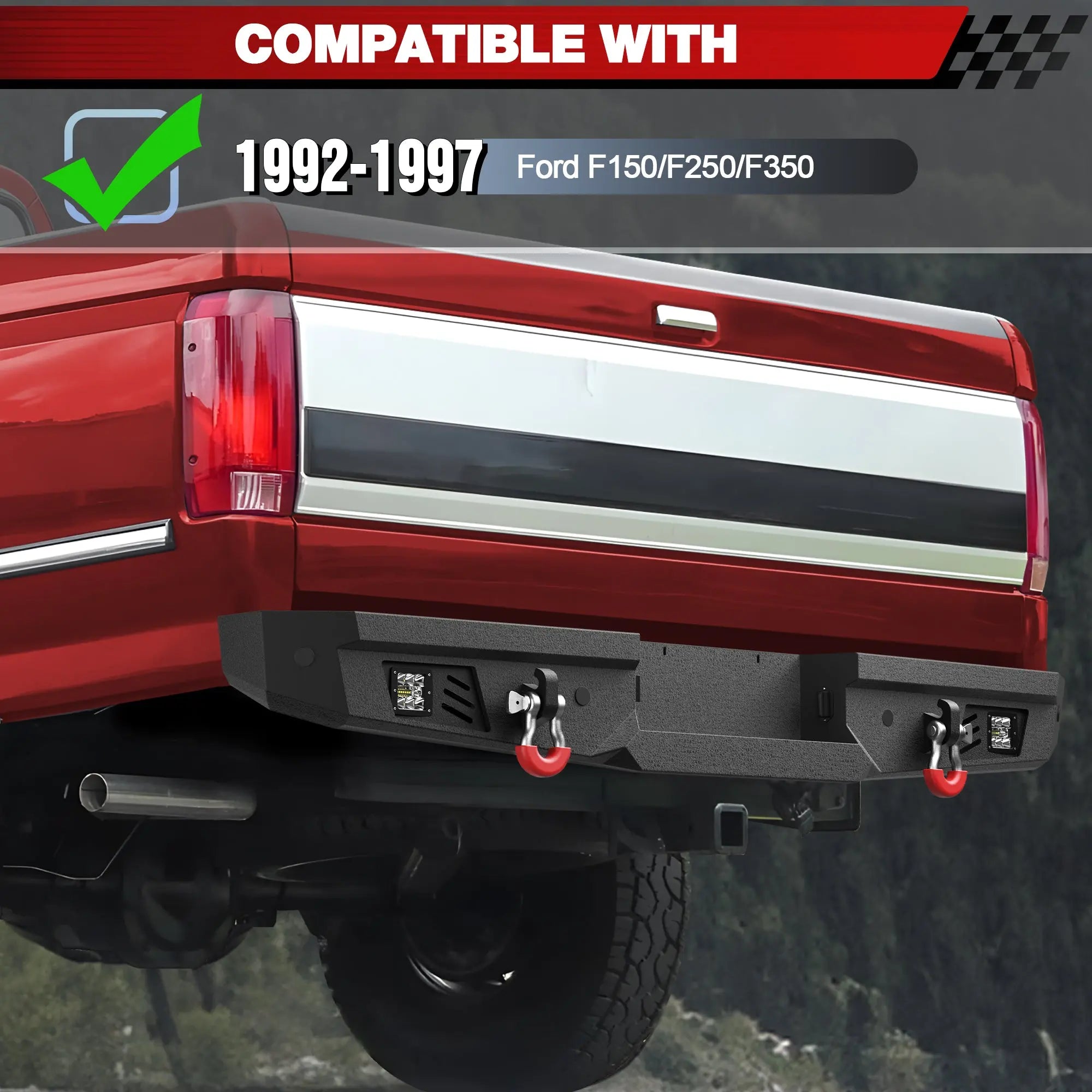Longsun F150 Front Rear Bumper Set for 1992-1997 Ford F150 F250 F350