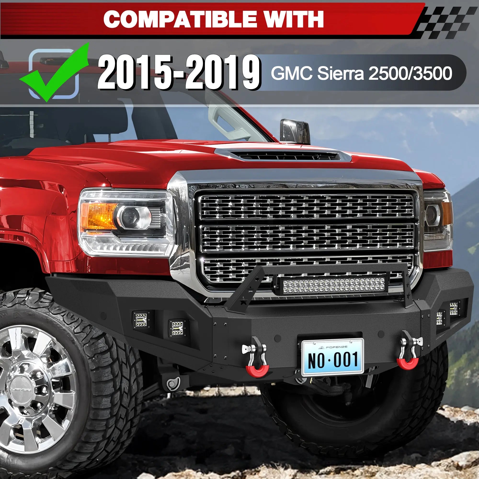 Longsun Front Bumper Compatible with GMC Sierra 2500/3500 HD 2015 2016 2017 2018 2019 with Winch Plate
