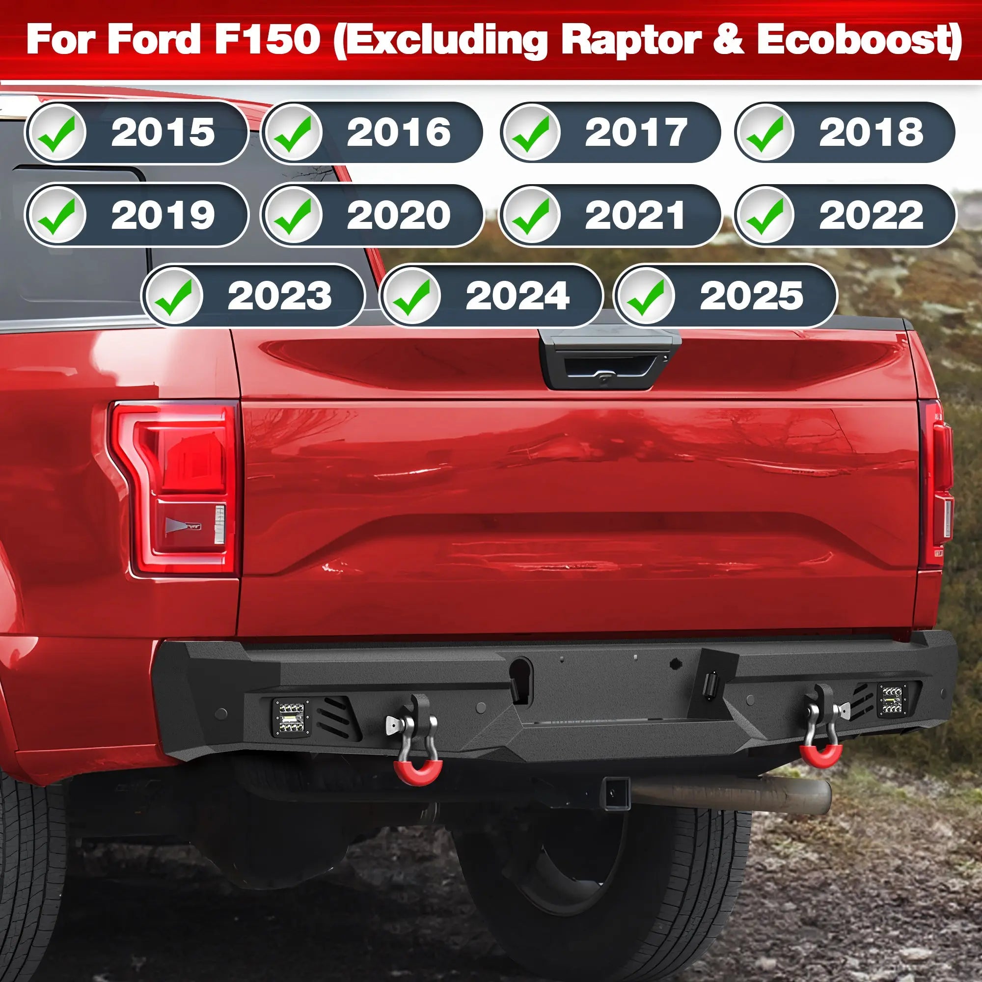 Longsun F150 Rear Bumper for 2015-2025 Ford F150 Pickup (Excluding Raptor & Ecoboost)