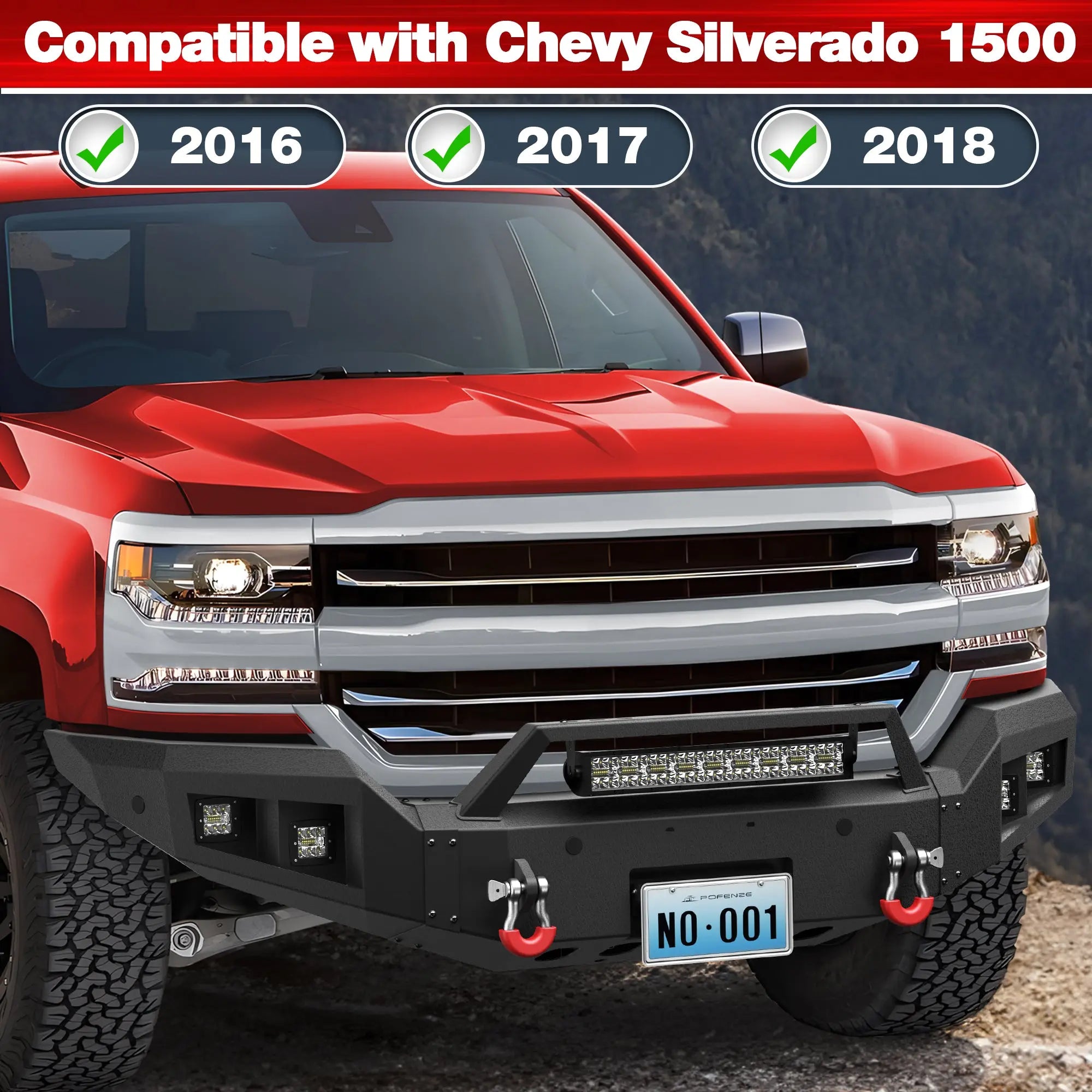Longsun 2016 2017 2018 Silverado 1500 Front Bumper for Chevrolet Silverado 1500 w/Winch Plate